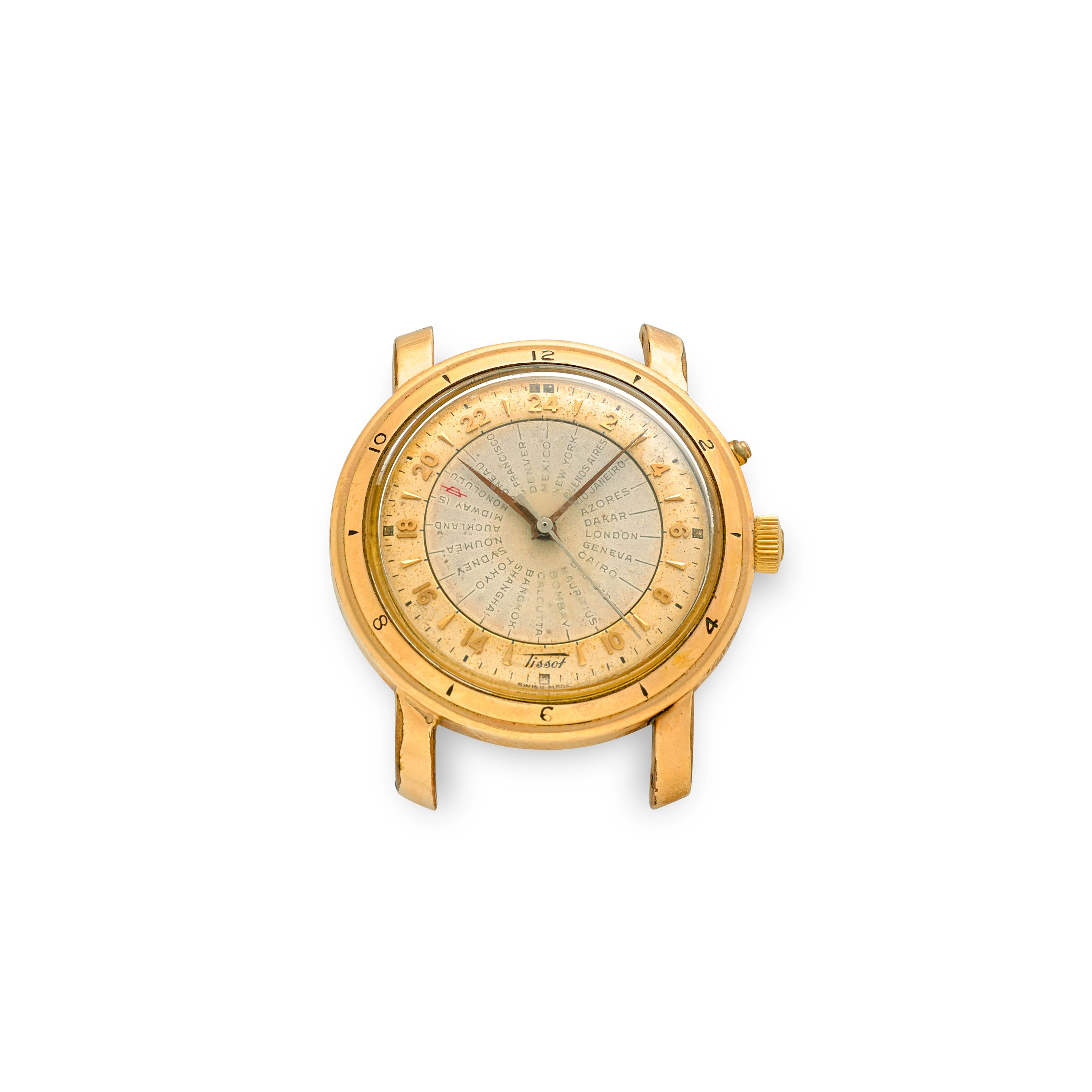 TISSOT. A GOLD PLATED AUTOMATIC WORLD TIME WRISTWATCH World Time, Ref: 4002-2, c.1950s