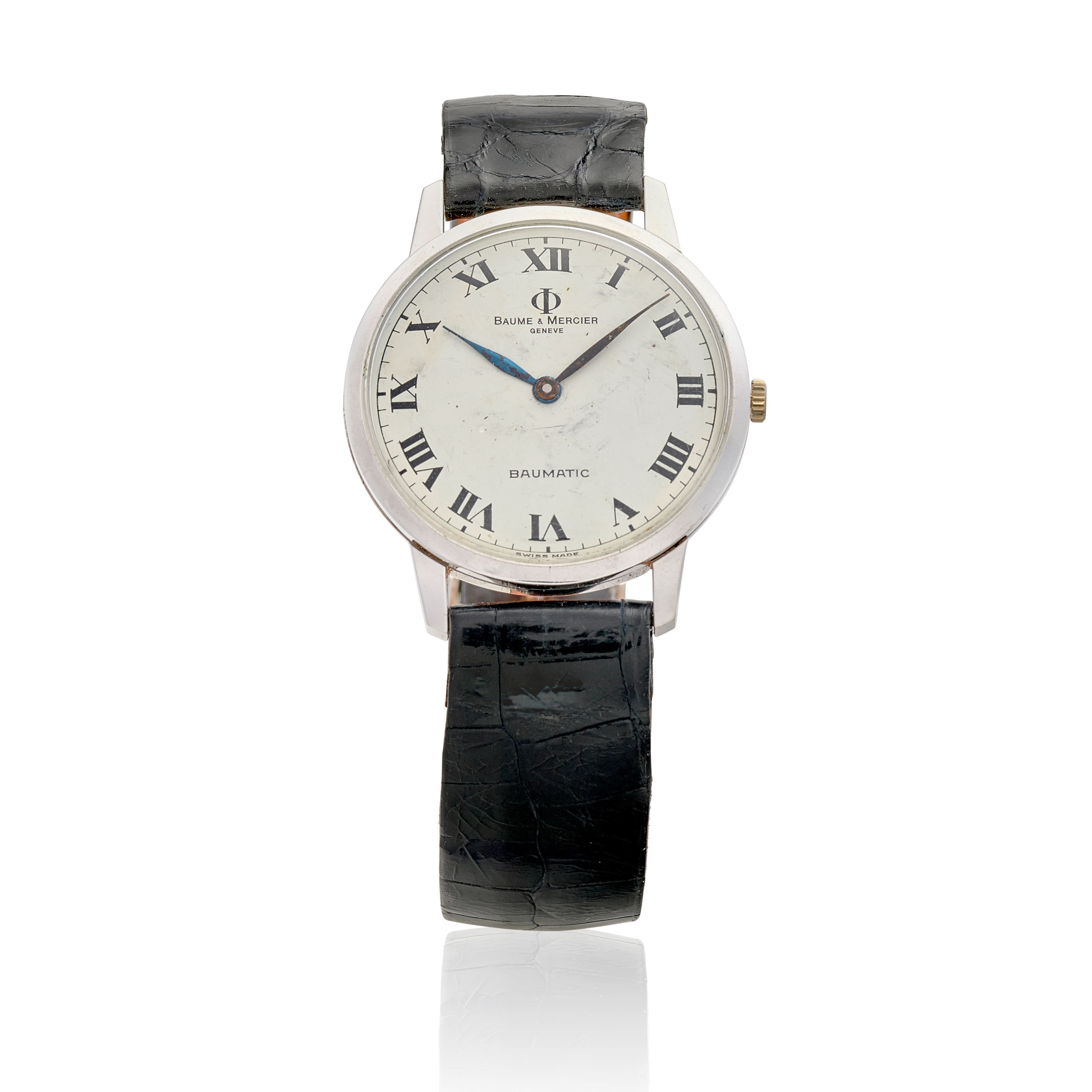 BAUME & MERCIER. AN 18K WHITE GOLD AUTOMATIC WRISTWATCH Baumatic, Ref: 35082,