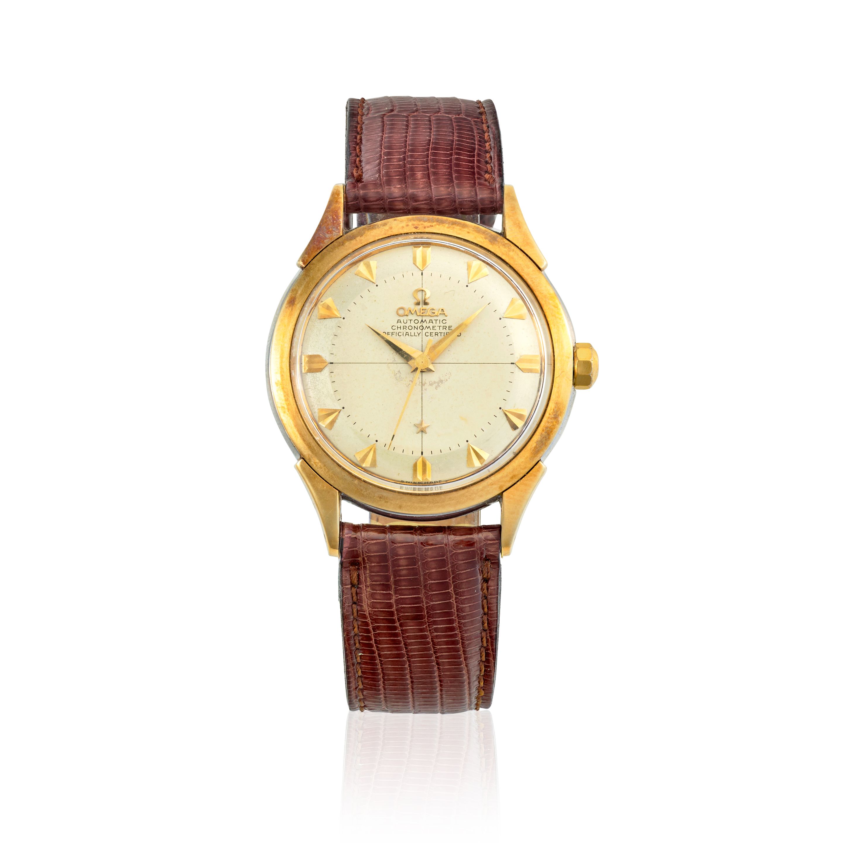 OMEGA. A STAINLESS STEEL AND GOLD PLATED BUMPER AUTOMATIC WRISTWATCH Constellation, Ref: 2782-4, c.1950s