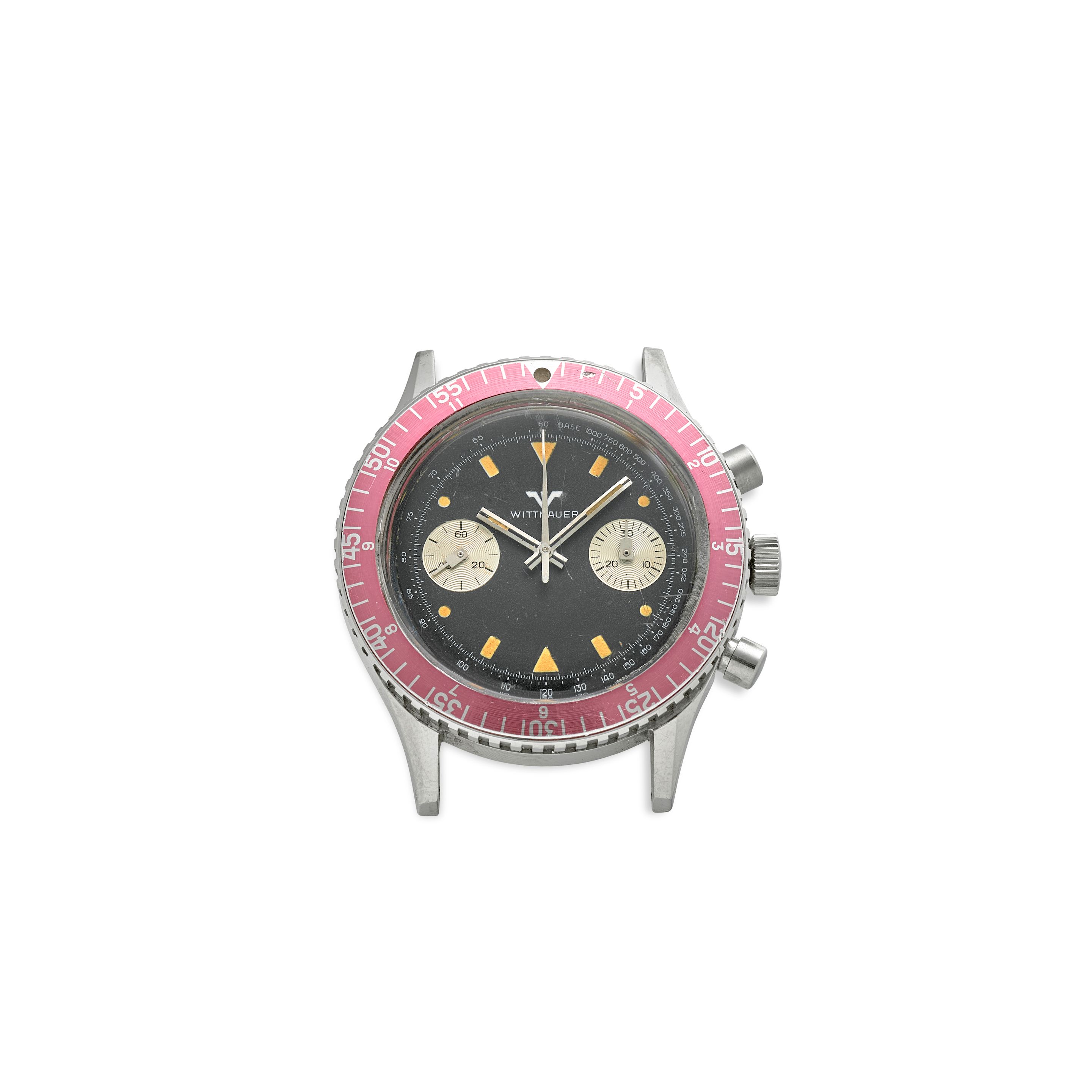 WITTNAUER. A STAINLESS STEEL MANUAL WIND CHRONOGRAPH WRISTWATCHRef: 3525 14A, c.1970s