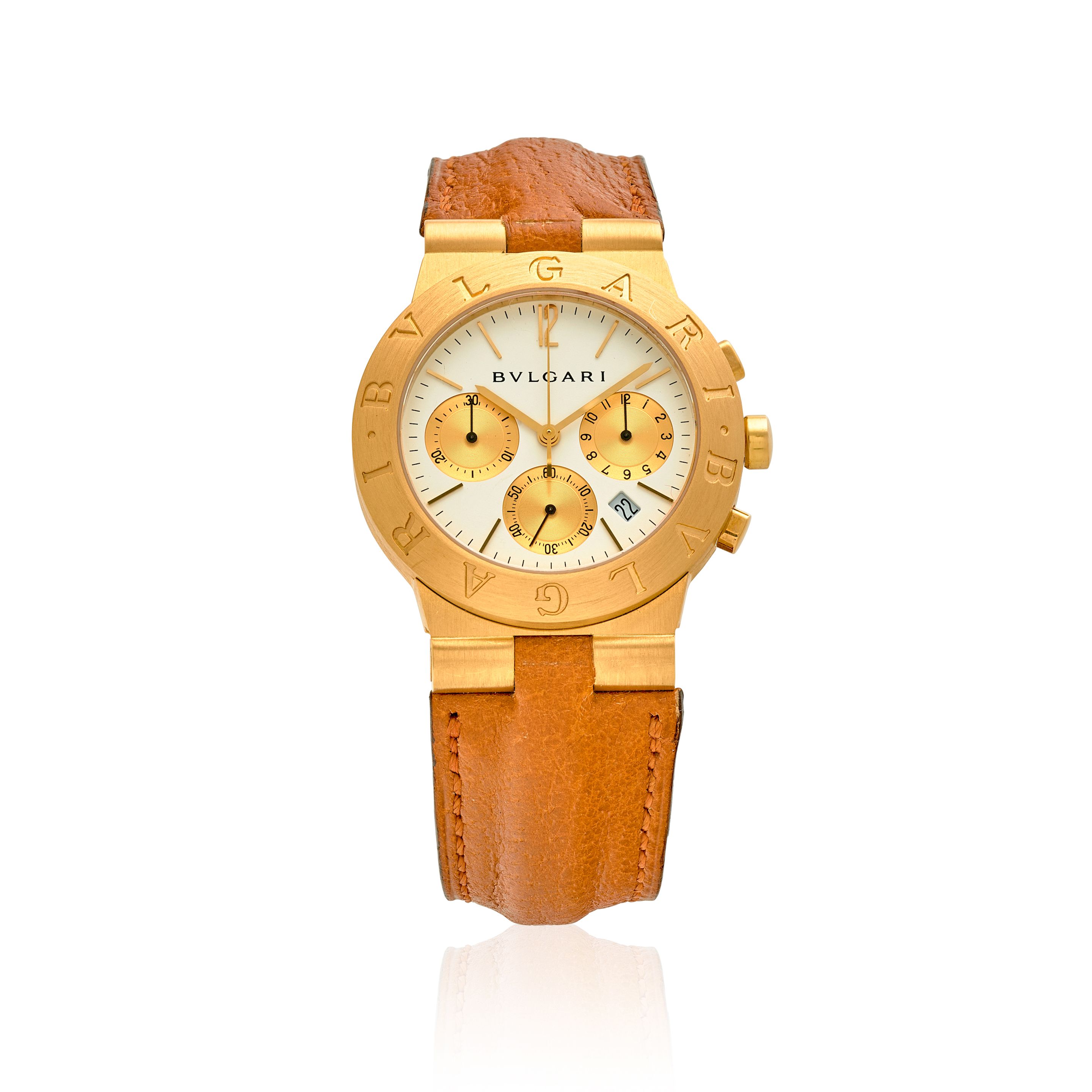 BULGARI. AN 18K GOLD CHRONOGRAPH WRISTWATCH Diagono, Ref: c.2000s, 22-jewel Ca.1270 quartz