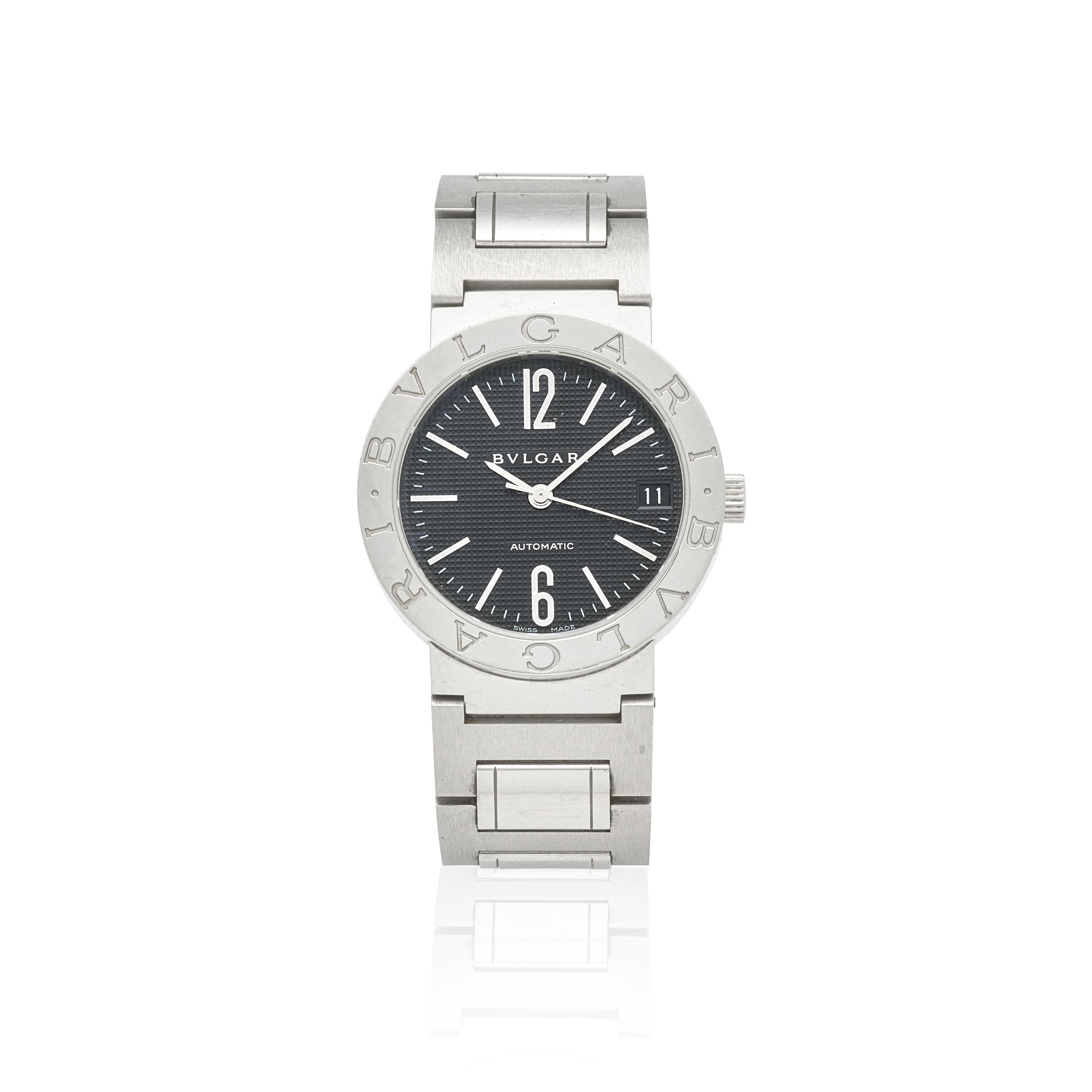 BULGARI. A STAINLESS STEEL AUTOMATIC CALENDAR BRACELET WATCHRef: BB 33 SS, c.2000s