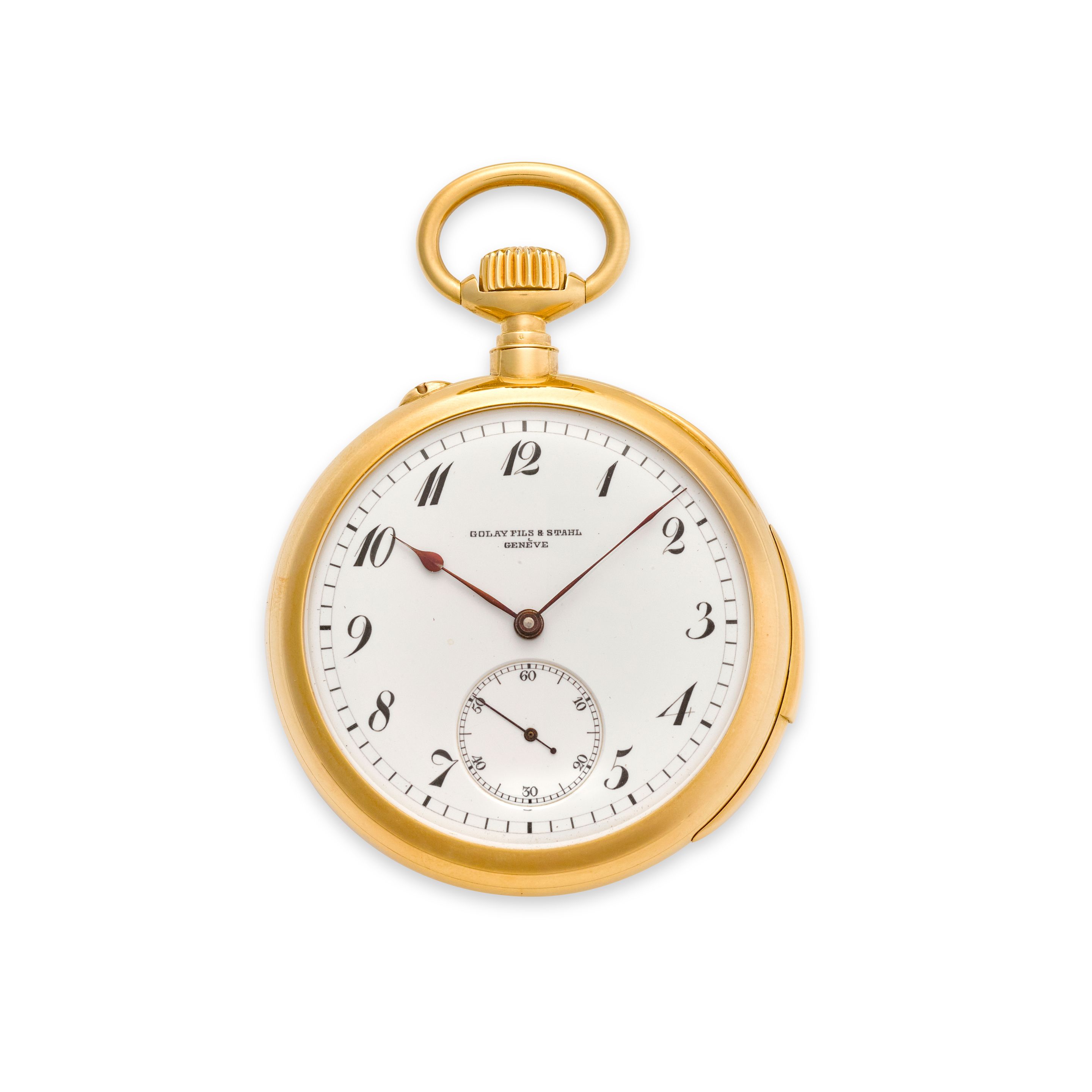 GOLAY FILS & STAHL, GENÈVE. A FINE 18K GOLD OPENFACE MINUTE REPEATING WATCH WITH ORIGINAL GUARANTEE CERTIFICATEPurchased 1902