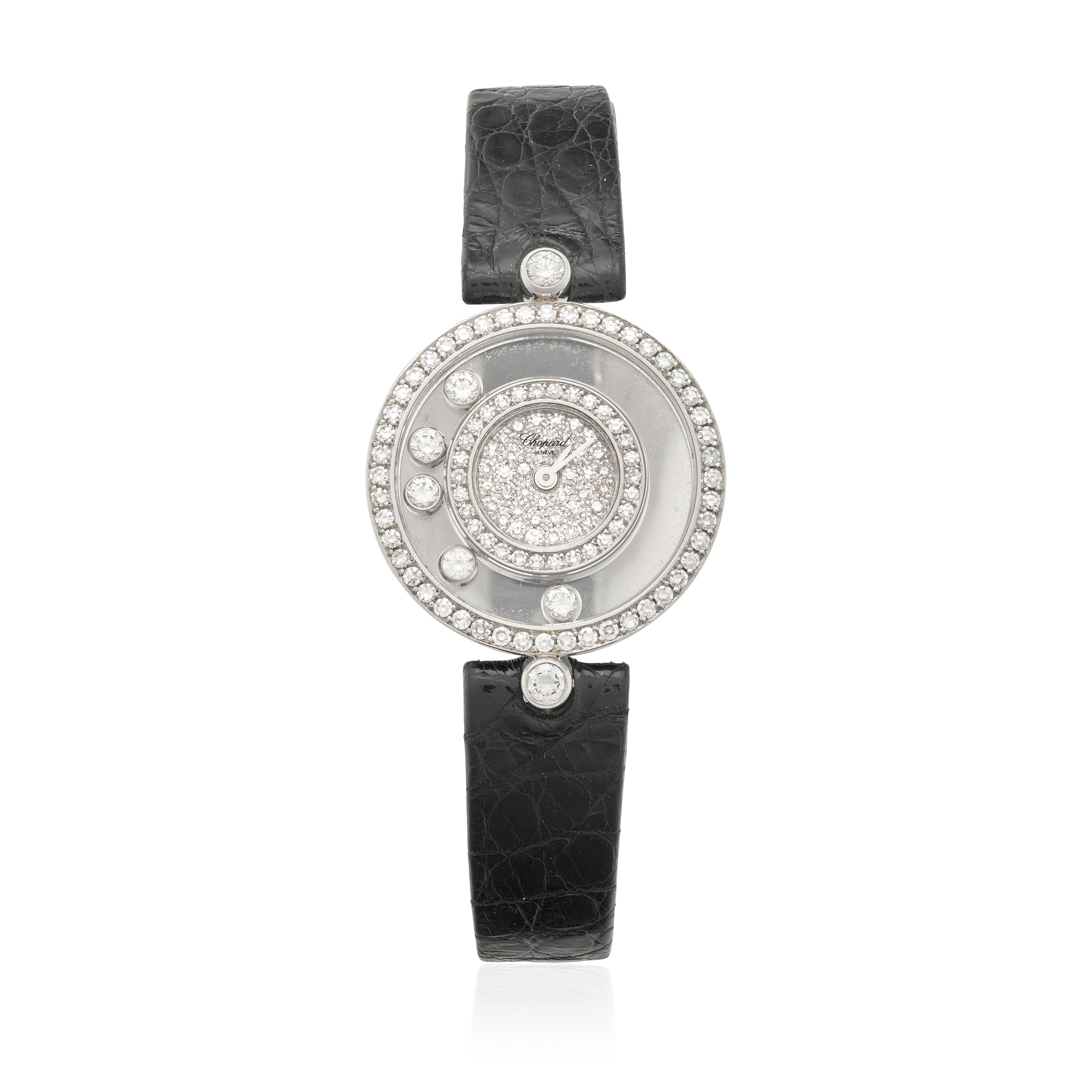 CHOPARD. A PLATINUM AND DIAMOND SET COCKTAIL WRISTWATCH Happy Diamonds, Ref: 4097/1, c.2000s