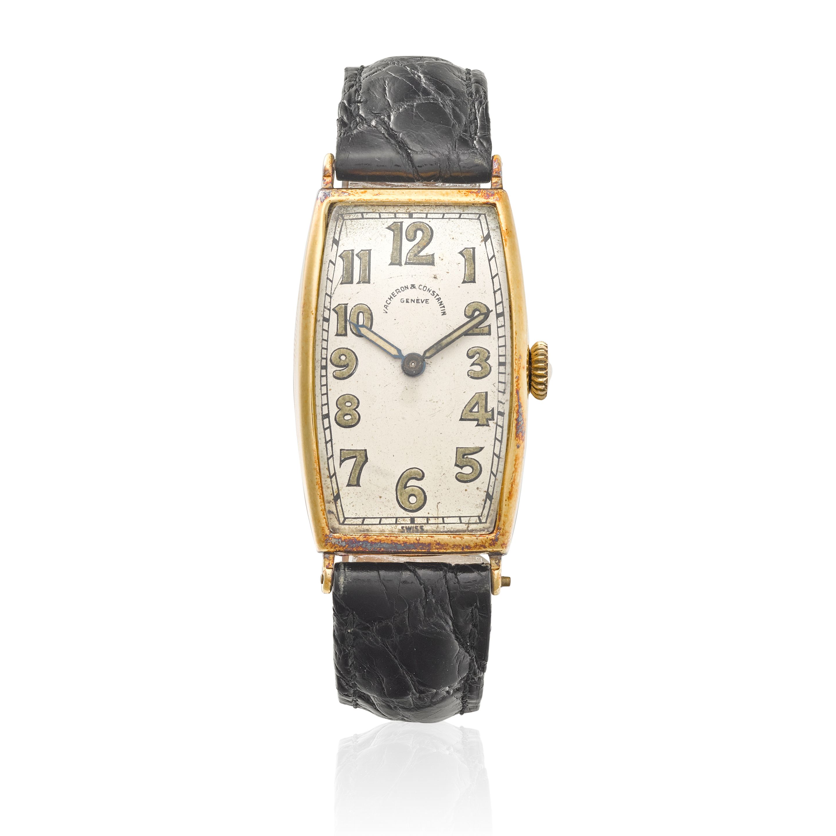 VACHERON & CONSTANTIN. AN EARLY YELLOW GOLD TONNEAU WRISTWATCHc. 1935