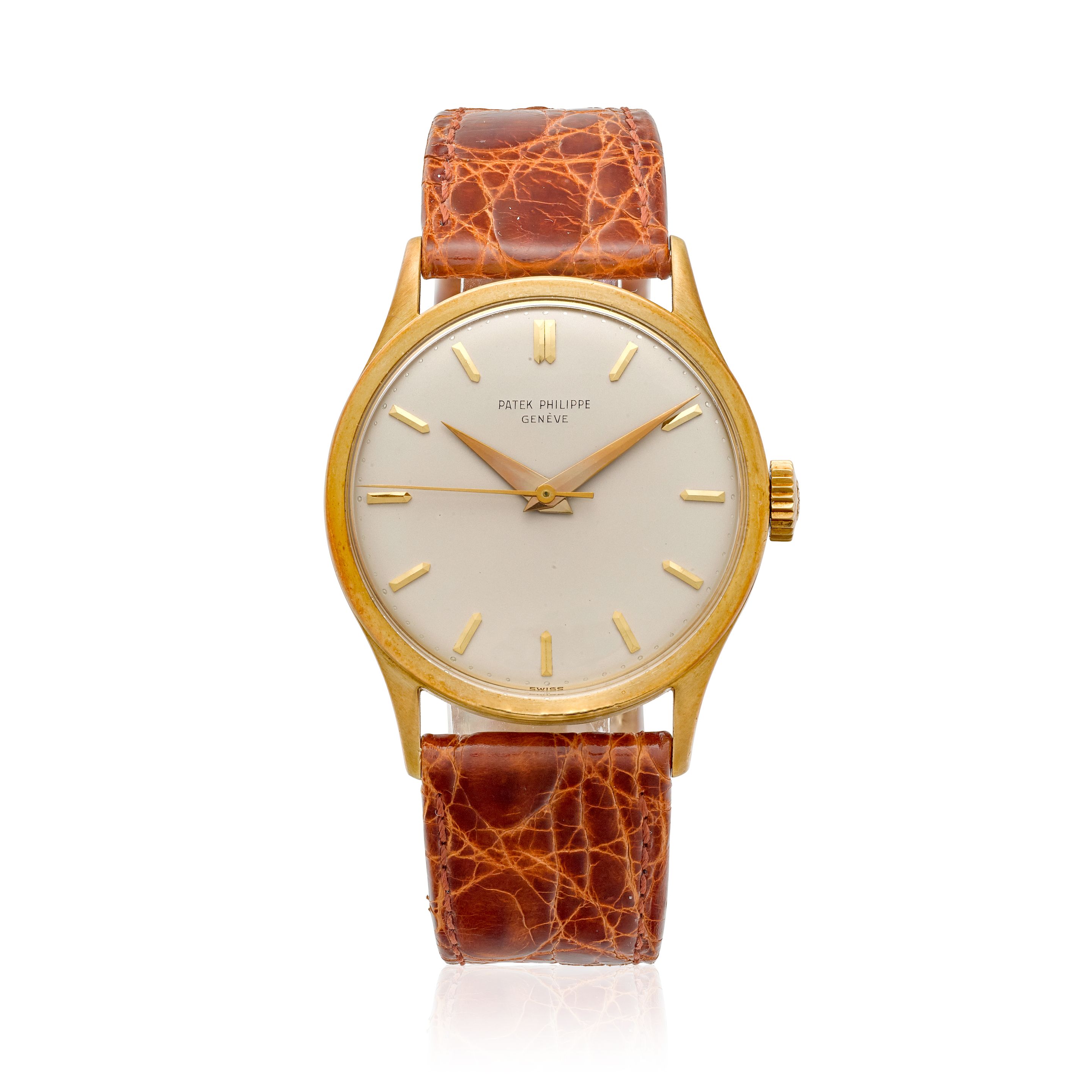 PATEK PHILIPPE. A FINE 18K GOLD MANUAL WIND WRISTWATCH Calatrava, Ref: 570, c.1955