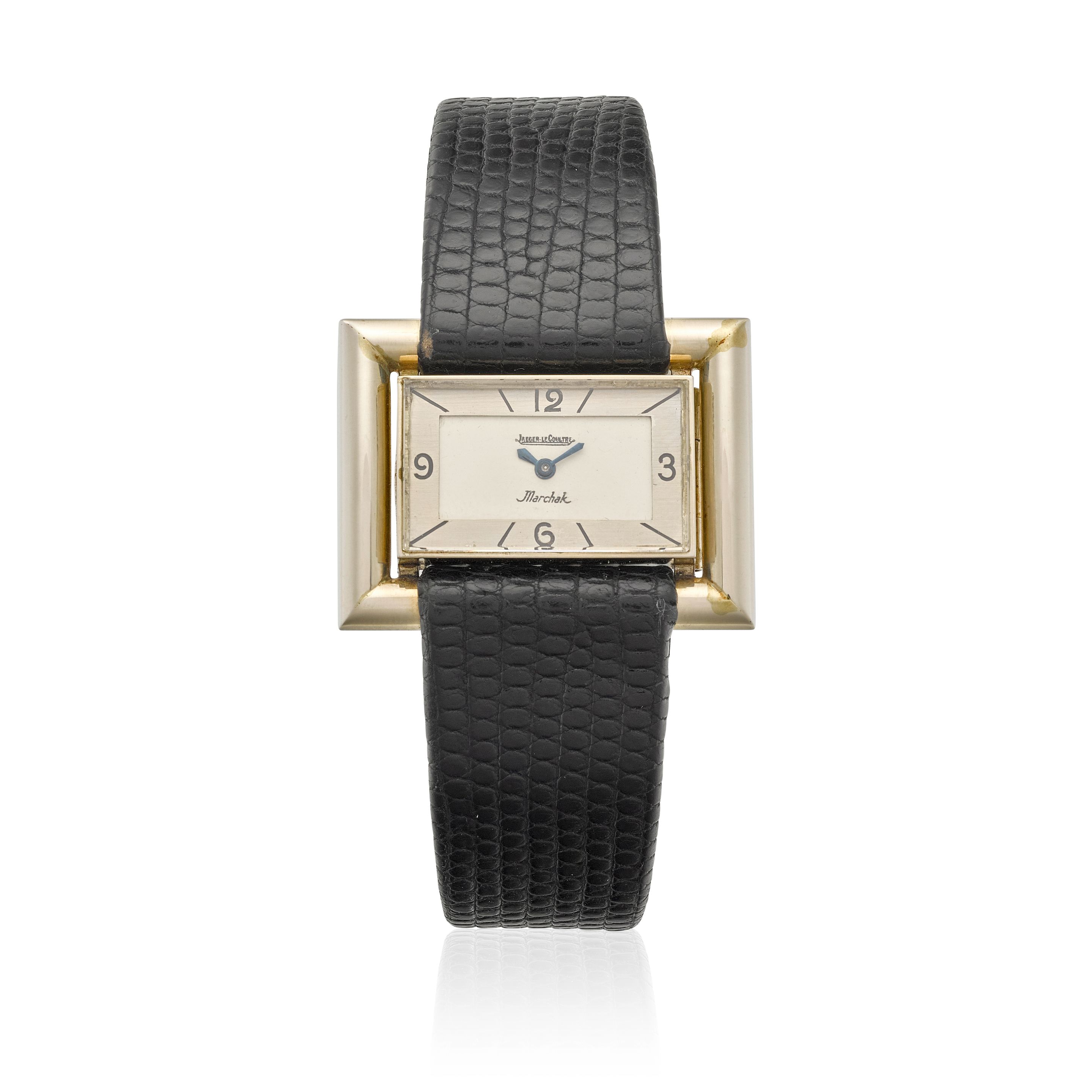 JAEGER LECOULTRE. AN 18K WHITE GOLD BACKWINDING MANUAL WRISTWATCHc.1960s