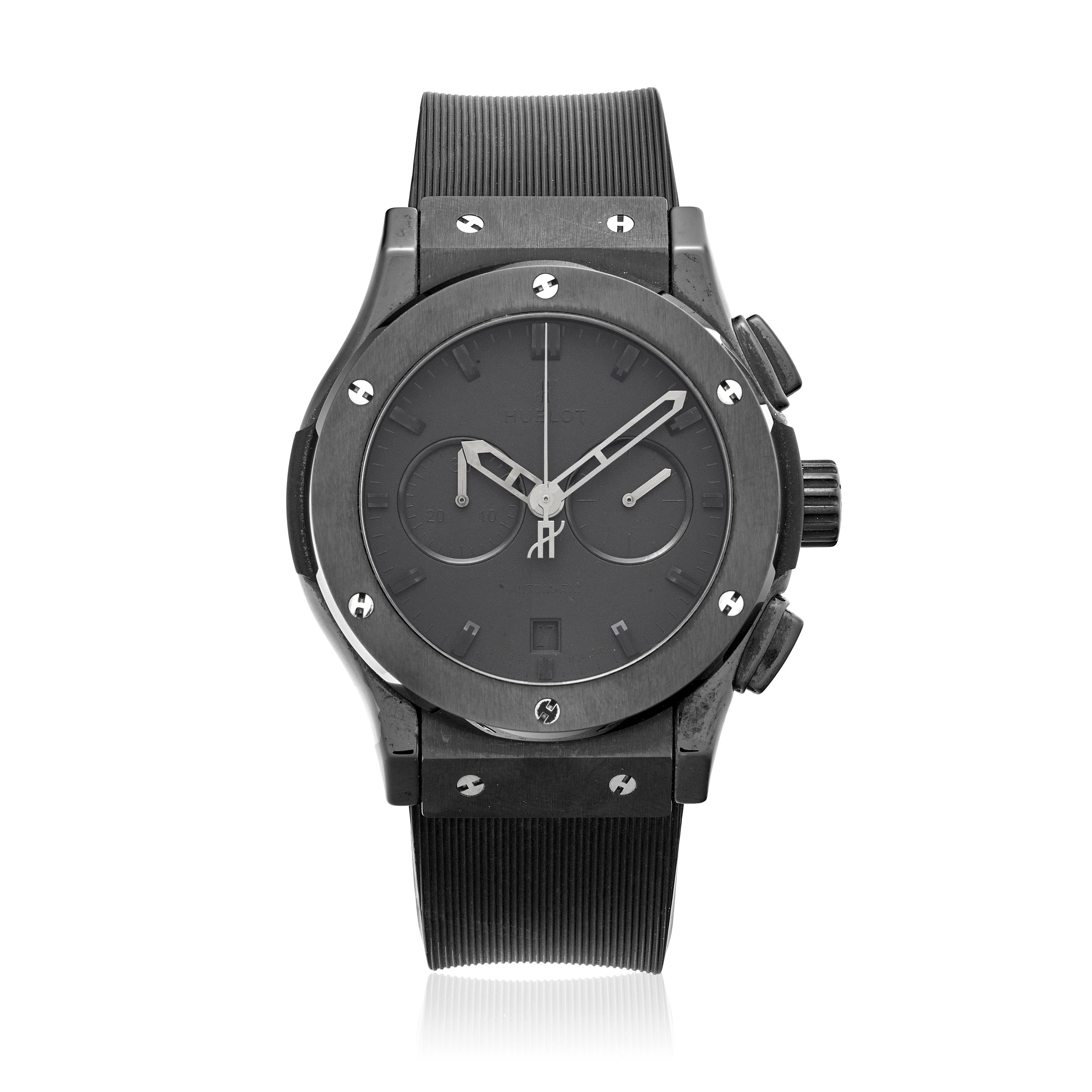 HUBLOT. A BLACKENED TITANIUM LIMITED EDITION AUTOMATIC CHRONOGRAPH WRISTWATCH Classic Fusion, Ref: 541.CM.1110.RX,