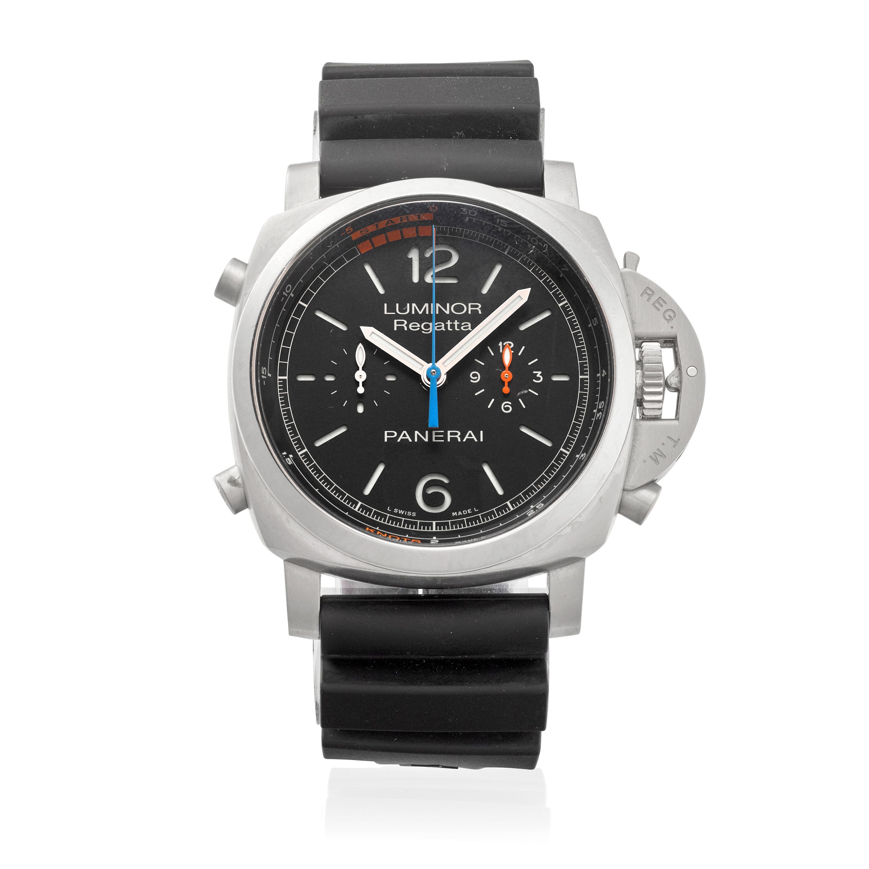 PANERAI. A LARGE TITANIUM FLYBACK CHRONOGRAPH WRISTWATCH Luminor Marina Regatta, Ref: PAM00526, Purchased 24th December, 2014