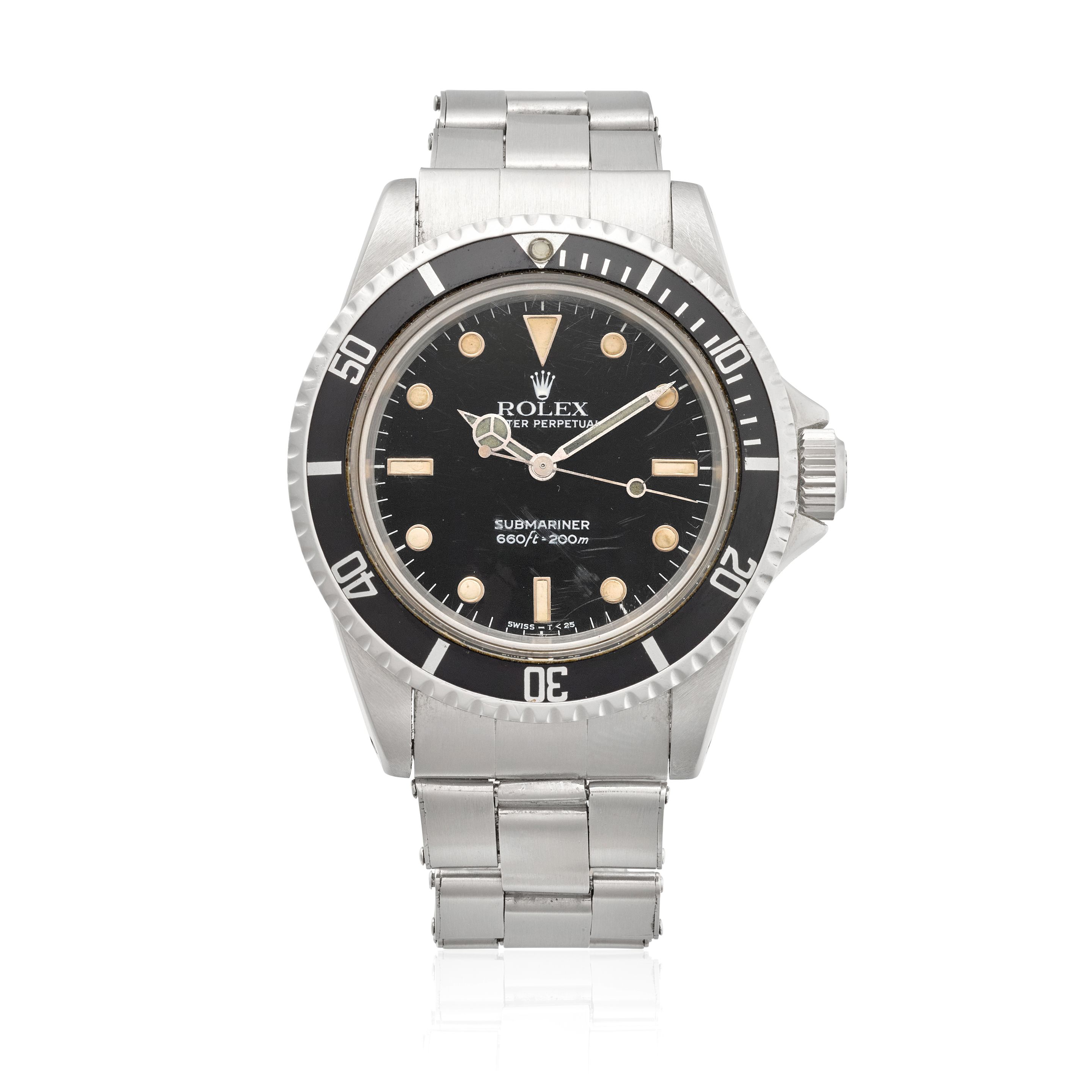 ROLEX. A STAINLESS STEEL AUTOMATIC CALENDAR BRACELET WATCH Submariner, Ref: 5513, C.1960s