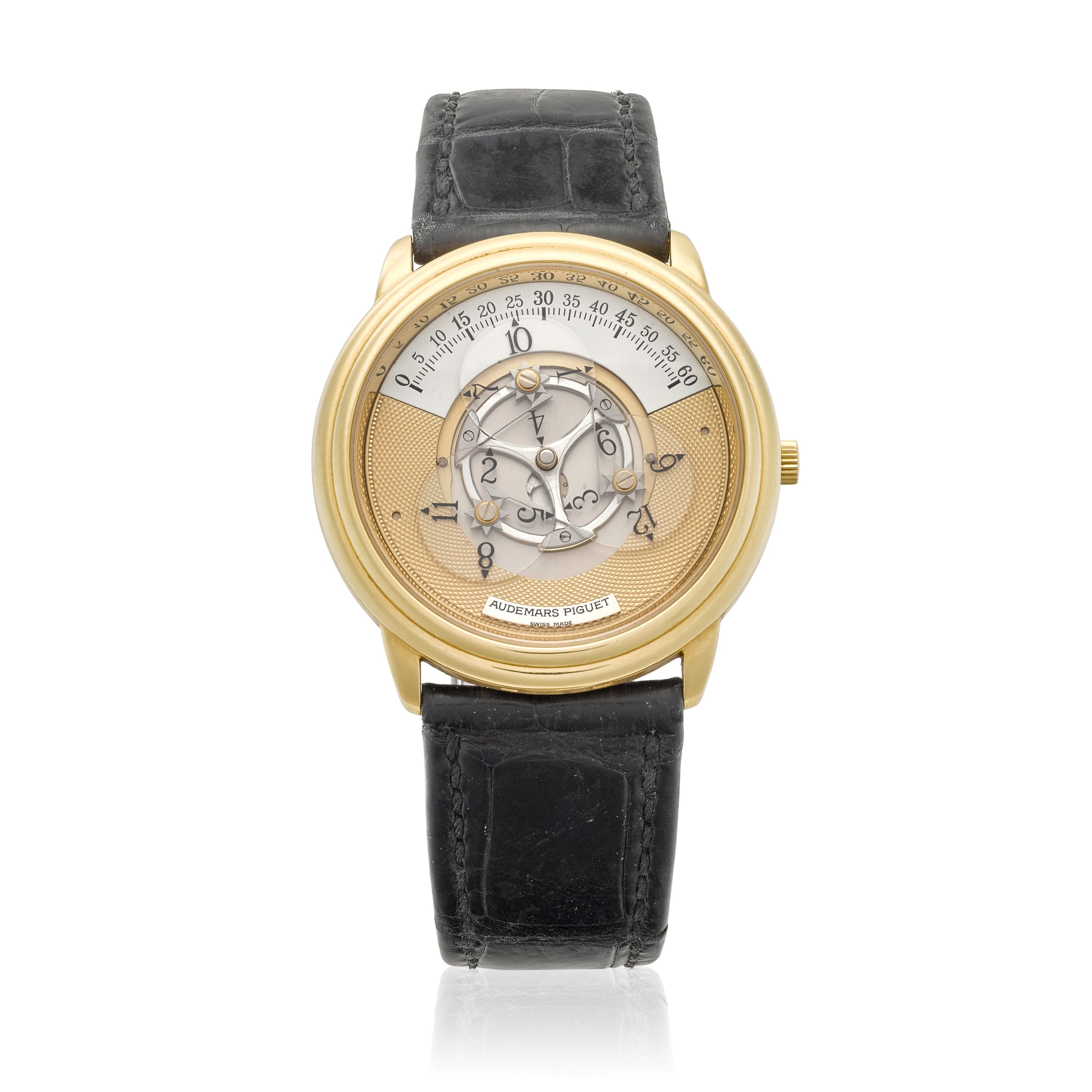 AUDEMARS PIGUET. A RARE AUTOMATIC WANDERING HOUR WRISTWATCH Starwheel, Ref: 25720, c.1990s