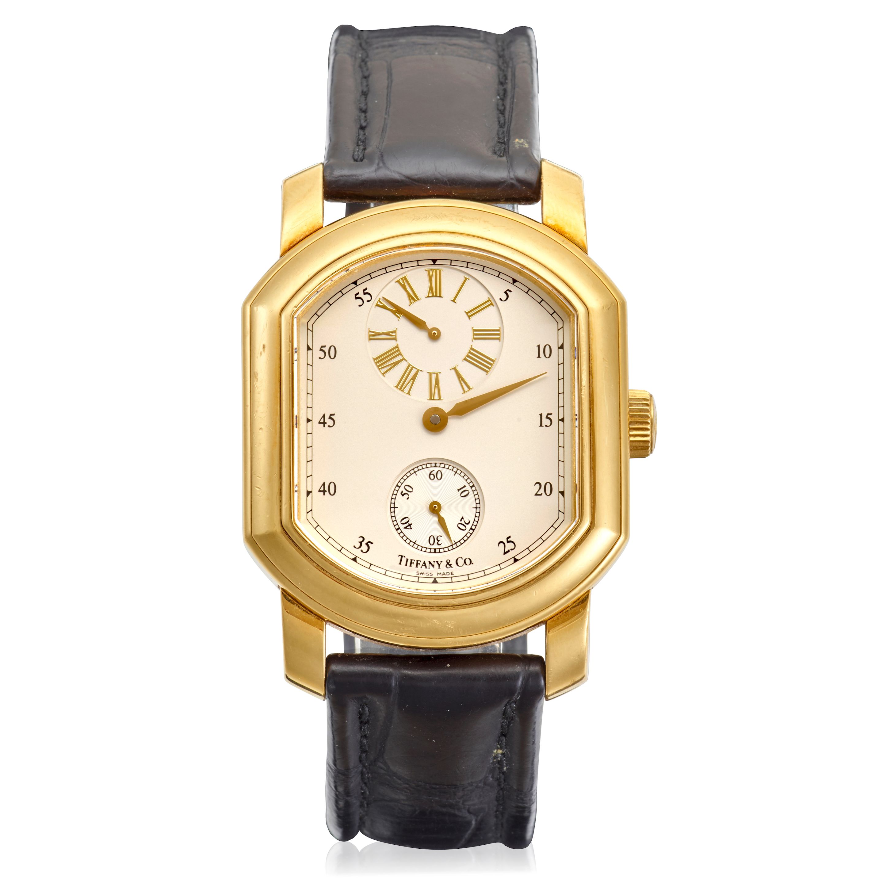 TIFFANY & CO. AN 18K GOLD AUTOMATIC REGULATOR WRISTWATCH Mark Coupe, Ref: 17041916, Purchased 17th December, 2002