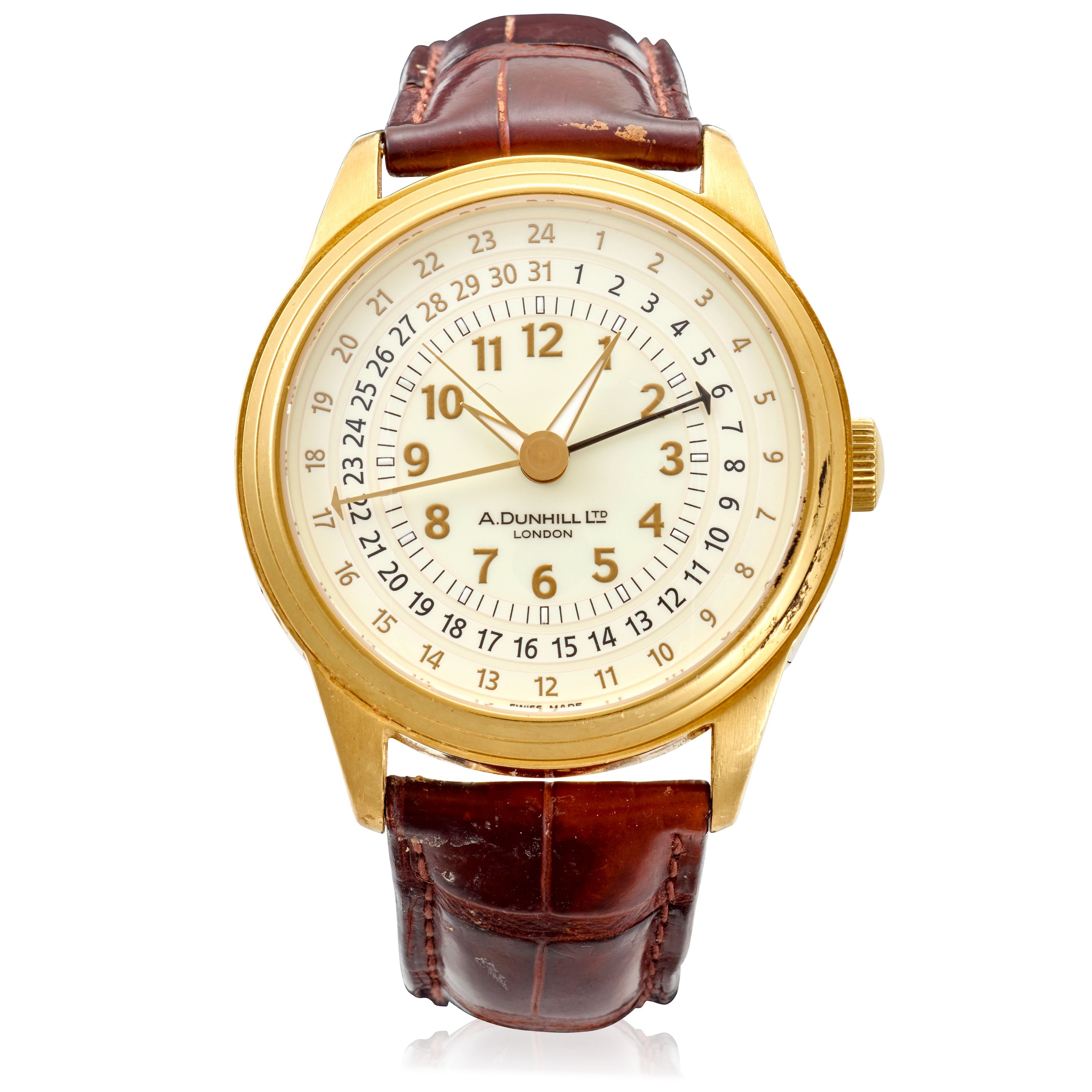 ALFRED DUNHILL. AN 18K GOLD LIMITED EDITION AUTOMATIC CALENDAR WRISTWATCH A-Centric, Ref: 8093/1127,