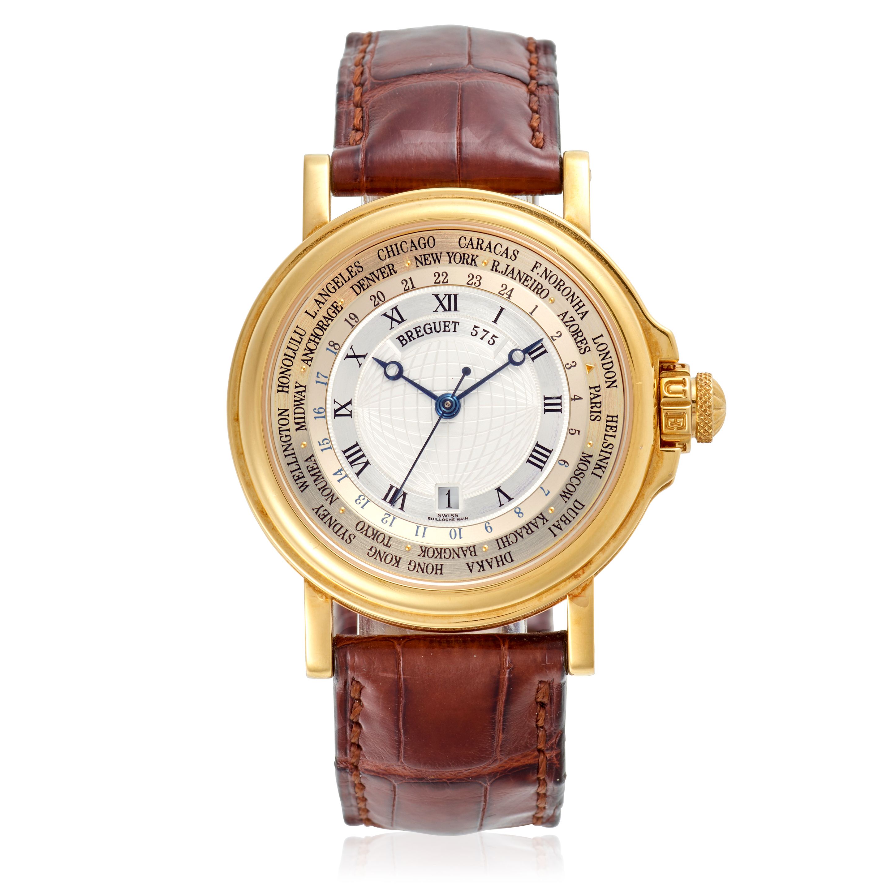 BREGUET. AN 18K GOLD AUTOMATIC WORLDTIME WRISTWATCH Marine, Ref: 3700, c.2000