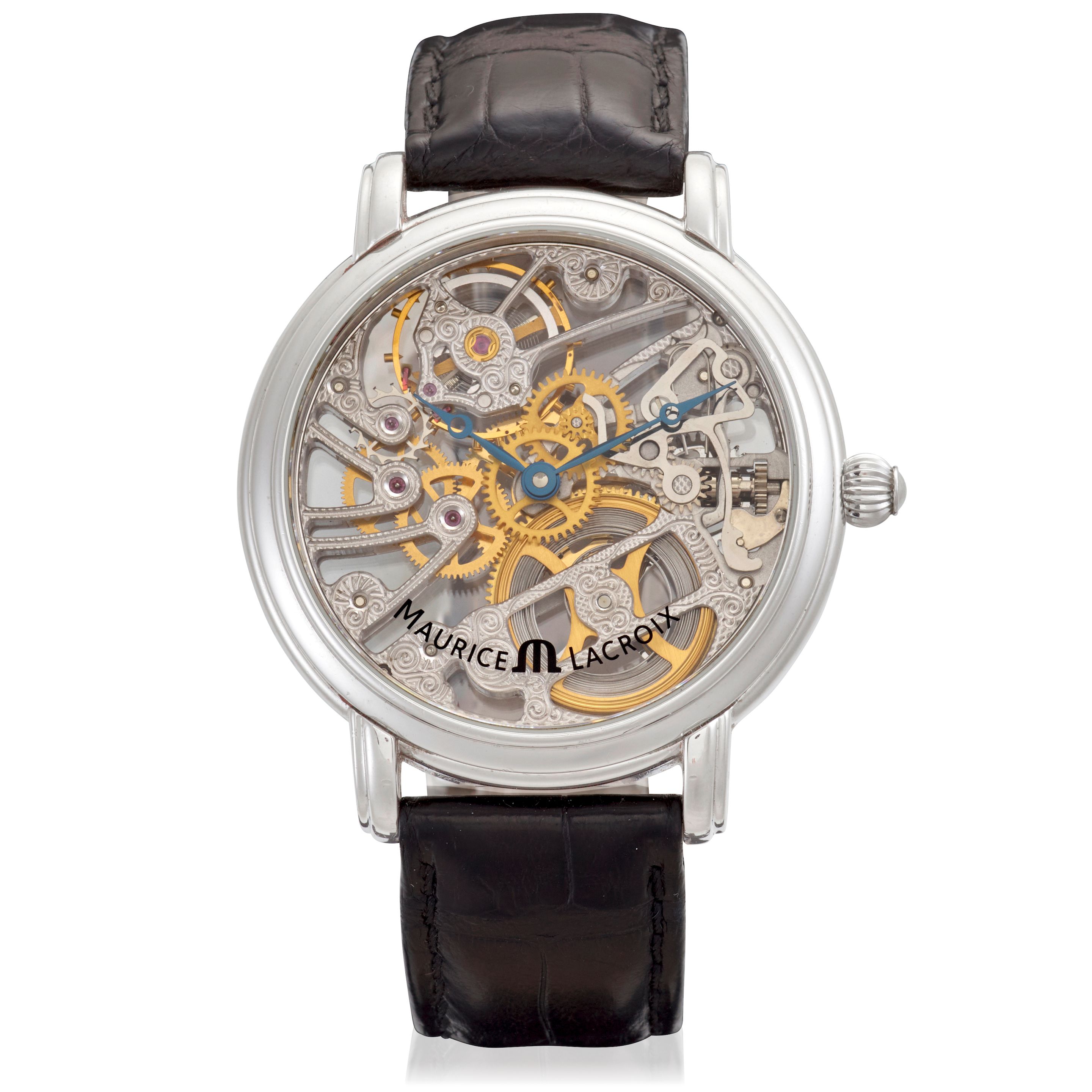 MAURICE LACROIX. A STAINLESS-STEEL SKELETONIZED MANUAL WINDING WRISTWATCH Masterpiece, Ref: MP7048, c.2010