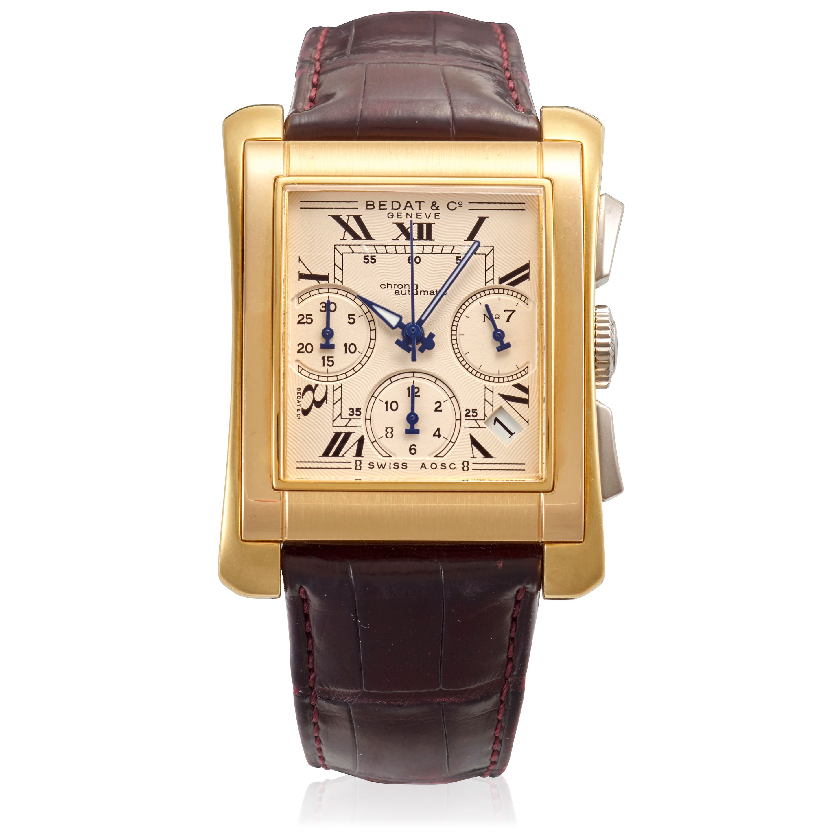 BEDAT. AN 18K GOLD AUTOMATIC CALENDAR CHRONOGRAPH WRISTWATCH Chrono Automatic, Ref: 768, Purchased 18th December, 2001