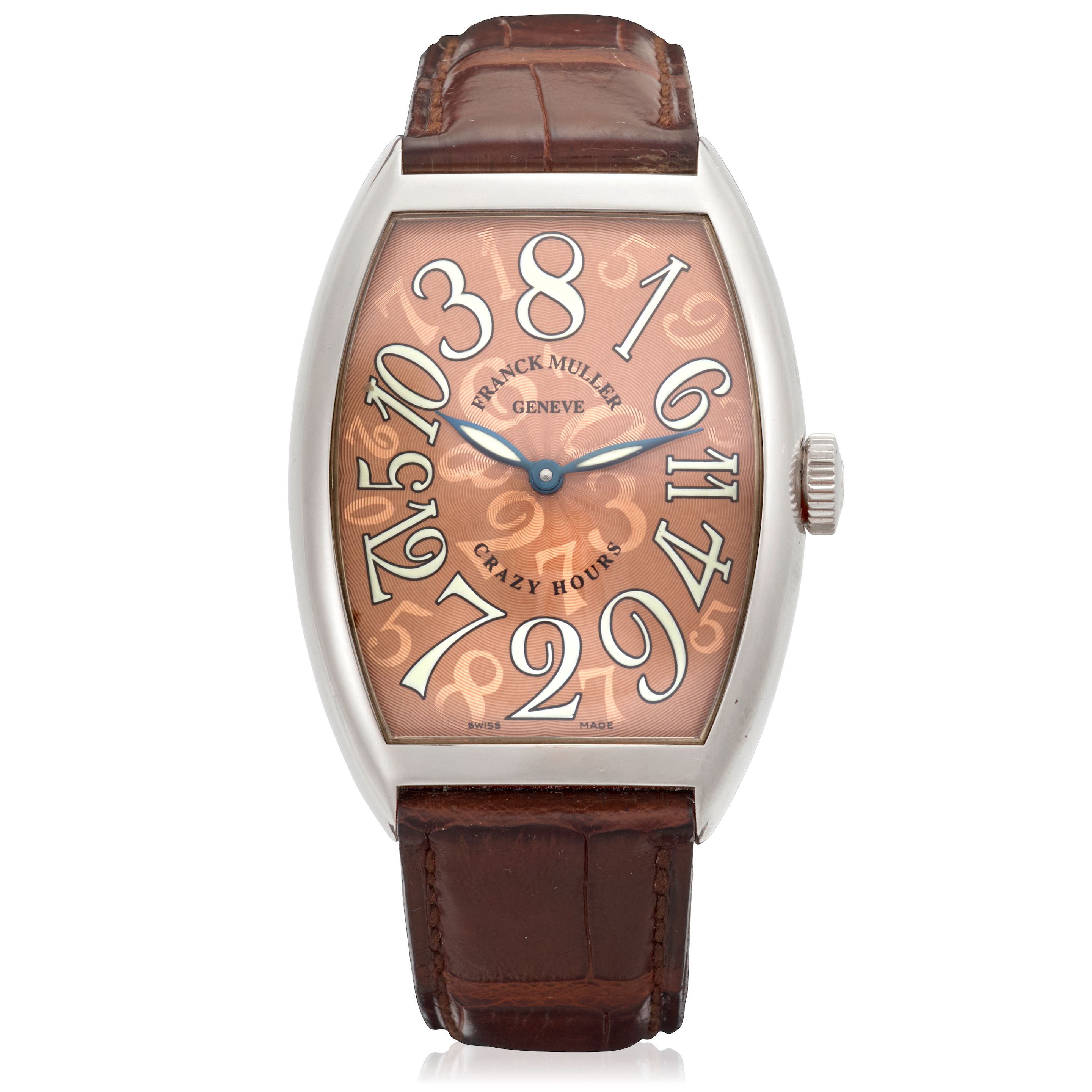 FRANCK MULLER. AN 18K WHITE GOLD AUTOMATIC WRISTWATCH WITH JUMP HOURS Crazy Hours, Ref: 7851 CH, c.2000