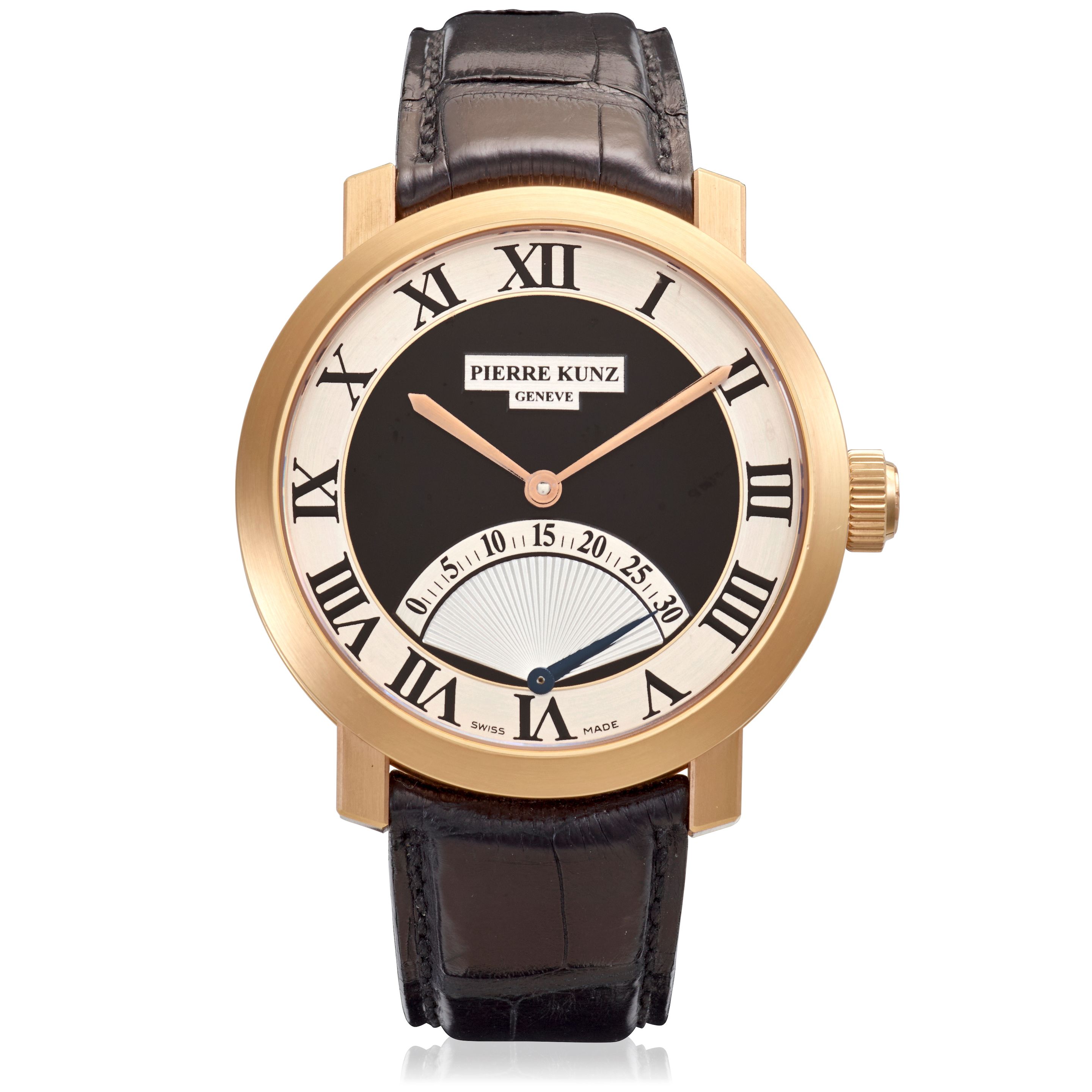 PIERRE KUNZ. AN 18K ROSE GOLD AUTOMATIC WRISTWATCH WITH RETROGRADE SECONDS Retrograde Seconds, Ref: PKA 001 SR, Purchased January, 2010