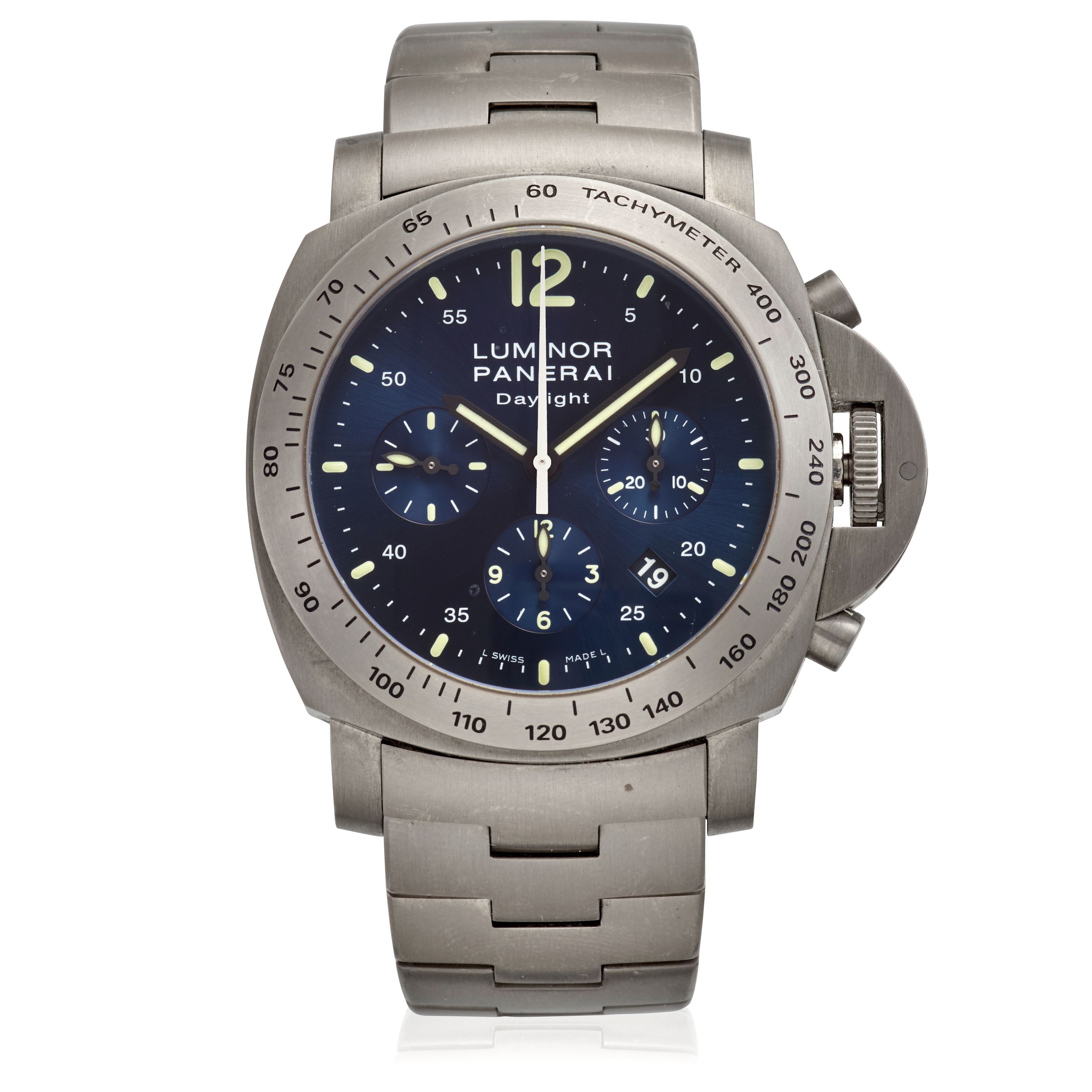 PANERAI. A TITANIUM AUTOMATIC CALENDAR CHRONOGRAPH BRACELET WATCH WITH DATE Luminor Daylight, Ref: PAM00327, c.2012
