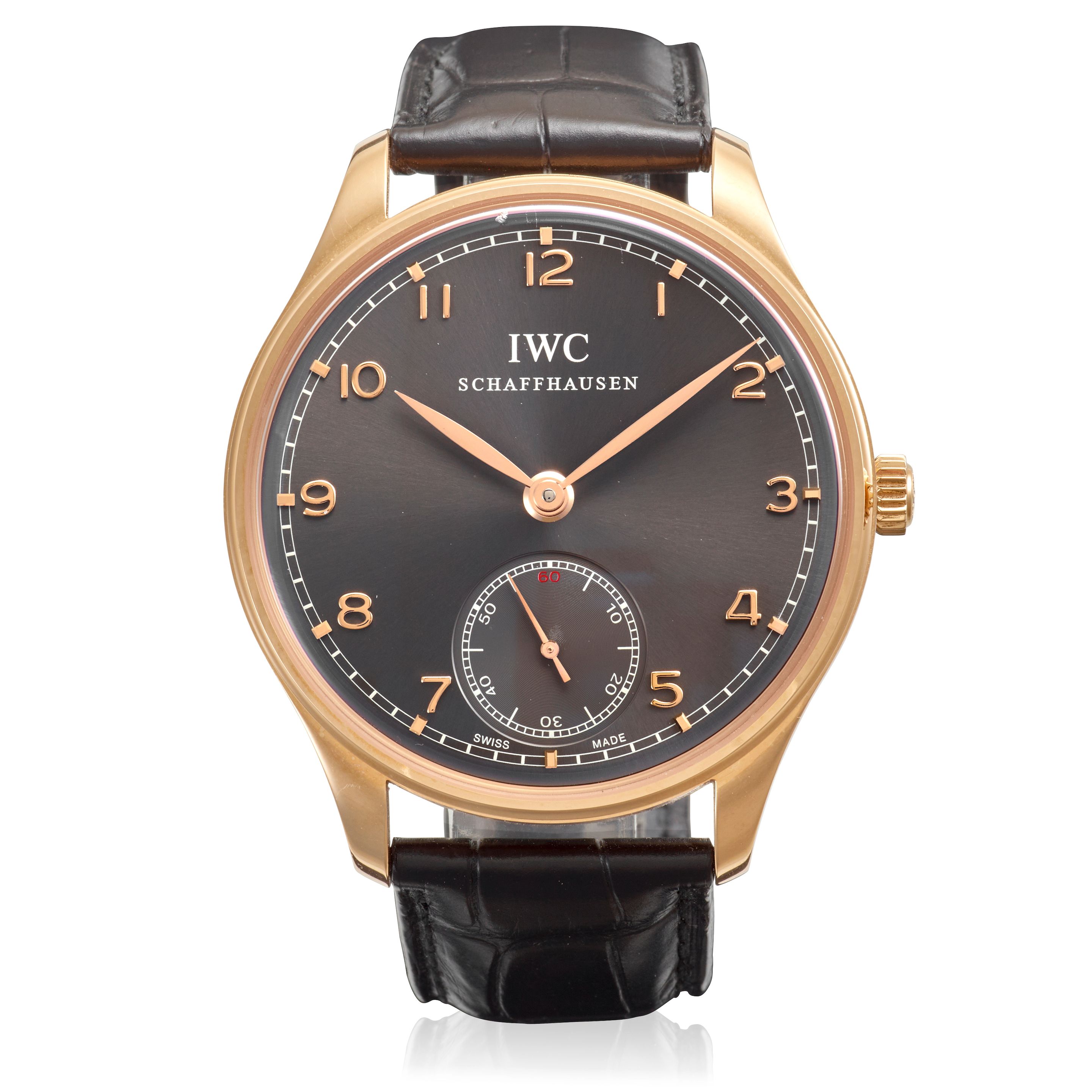 IWC. AN 18K PINK GOLD MANUAL WIND WRISTWATCH Portuguese, Ref: 5454, c.2010