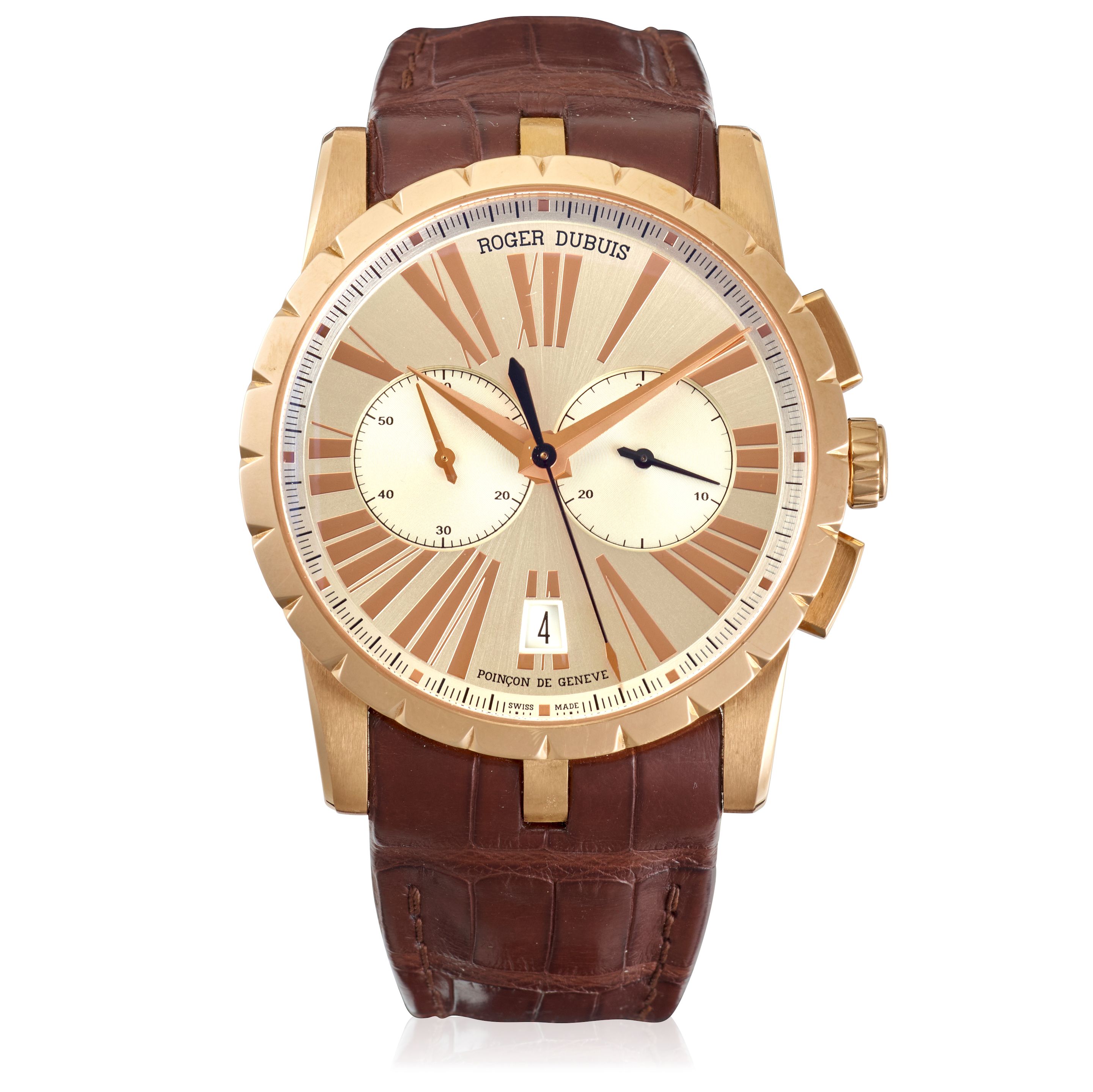 ROGER DUBUIS. AN 18K GOLD AUTOMATIC CALENDAR CHRONOGRAPH WRISTWATCH Excalibur, Ref: RDDBEX0390, c.2010s