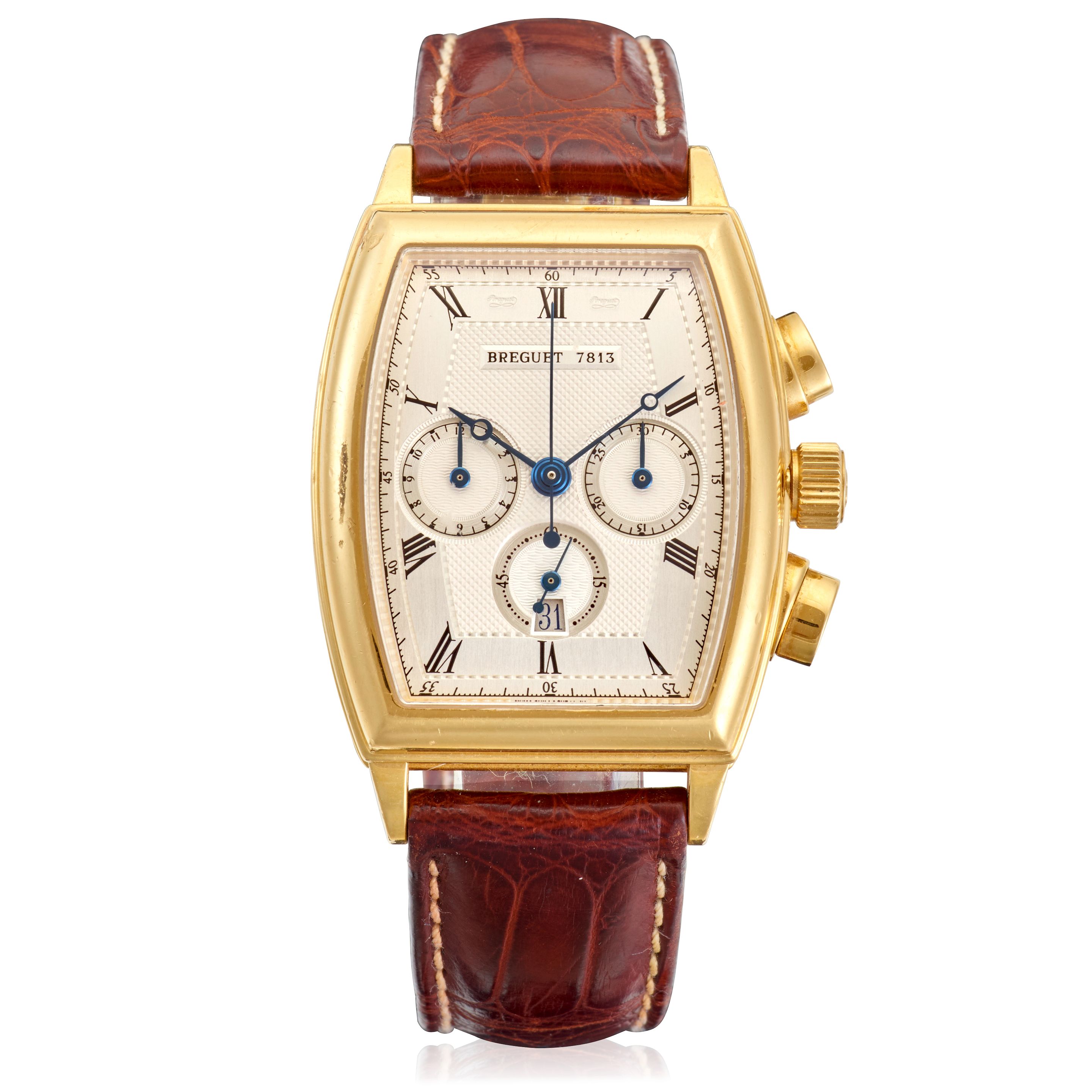 BREGUET. AN 18K GOLD AUTOMATIC CALENDAR CHRONOGRAPH WRISTWATCH Héritage, Ref: 5460, Purchased 29th December, 2001