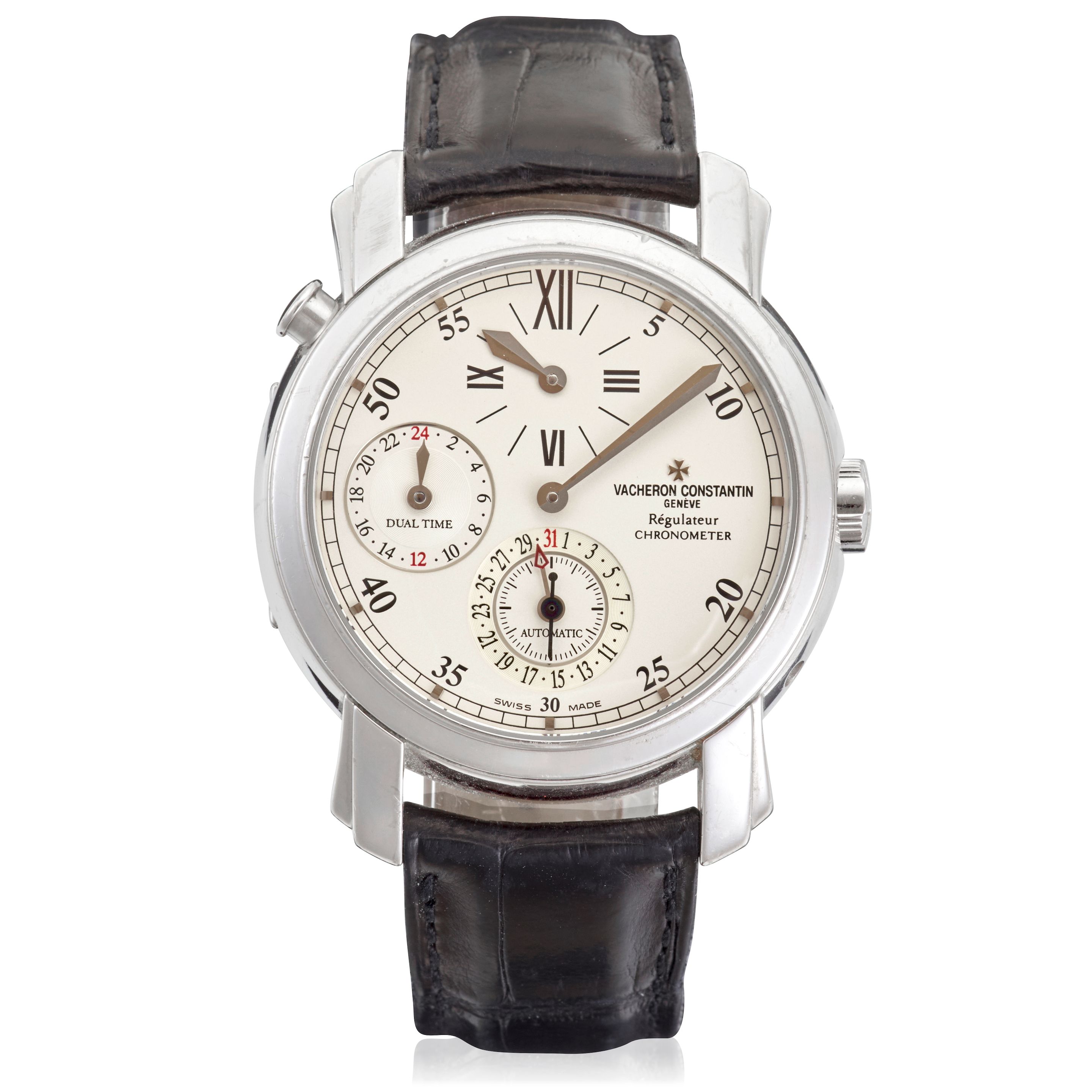 VACHERON CONSTANTIN. AN 18K WHITE GOLD AUTOMATIC DUAL TIME REGULATOR CALENDAR WRISTWATCH Malte, Ref: 42005/000G, c.2005