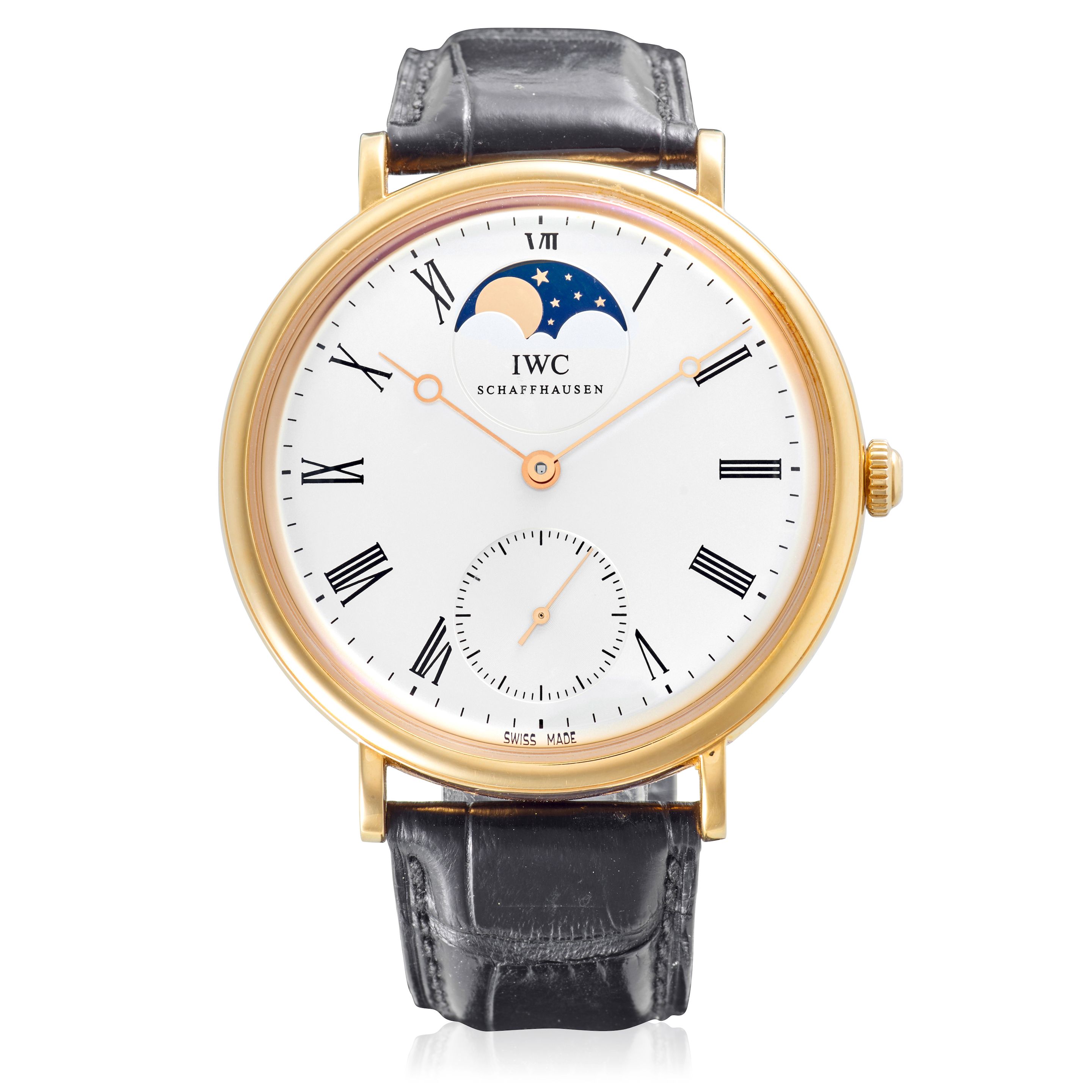 IWC. A FINE 18K GOLD MANUAL WRISTWATCH WITH MOONPHASE Portofino, Ref: 5448, c.2010