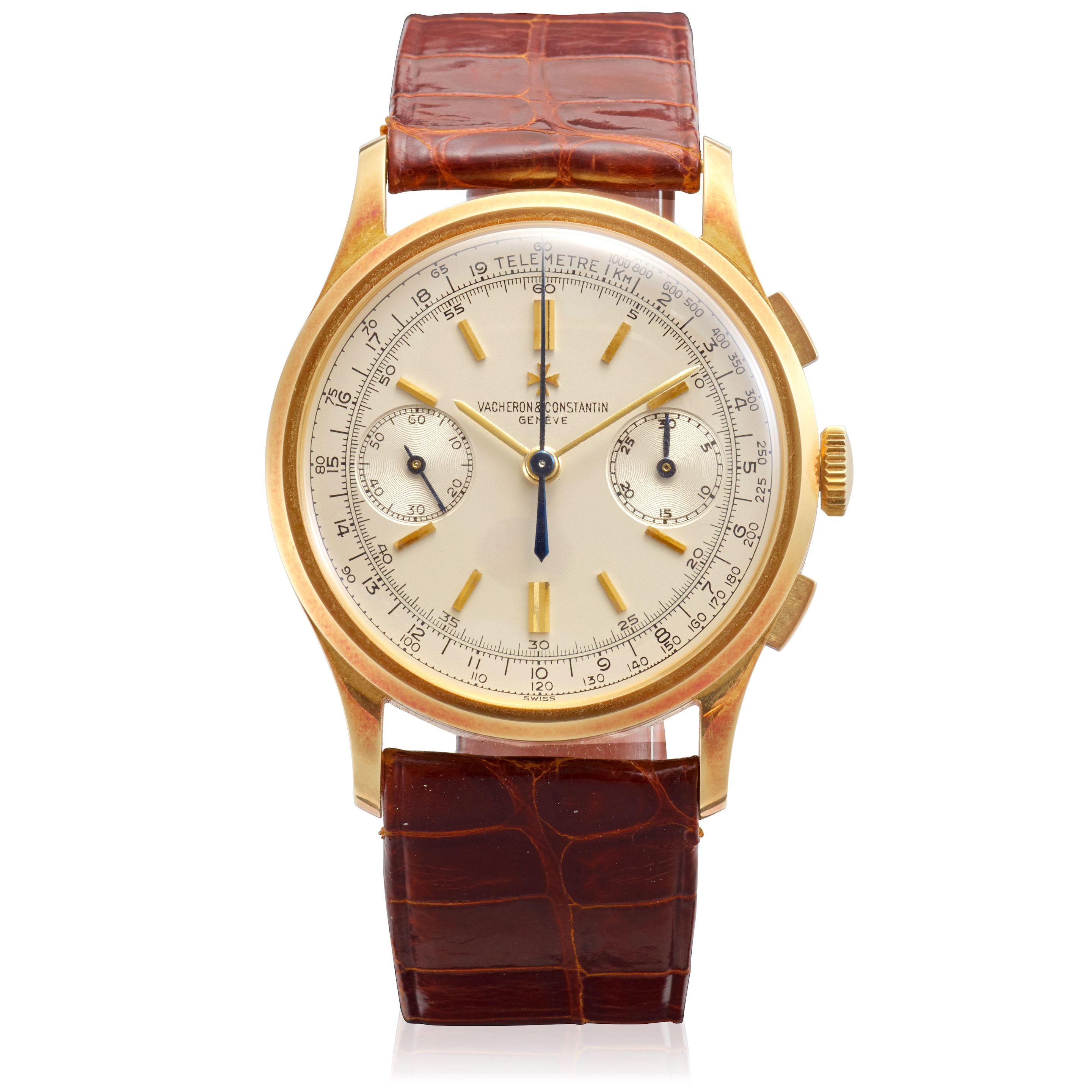 VACHERON & CONSTANTIN. AN EXTREMELY WELL PRESERVED YELLOW GOLD MANUAL WIND CHRONOGRAPH WRISTWATCHRef: 4072, c.1950