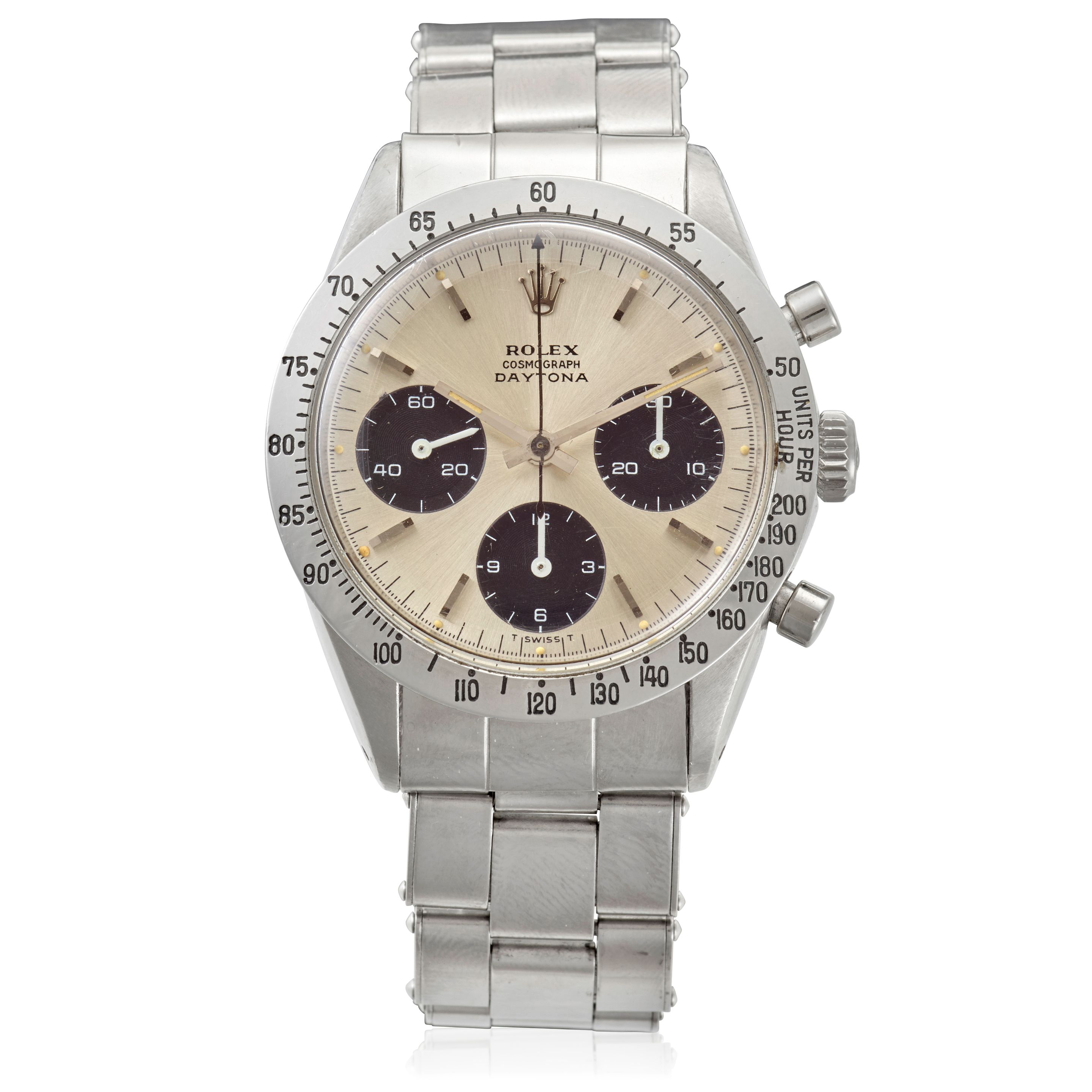 ROLEX. A STAINLESS STEEL MANUAL WIND CHRONOGRAPH BRACELET WATCH Daytona, Ref: 6239, c.1967