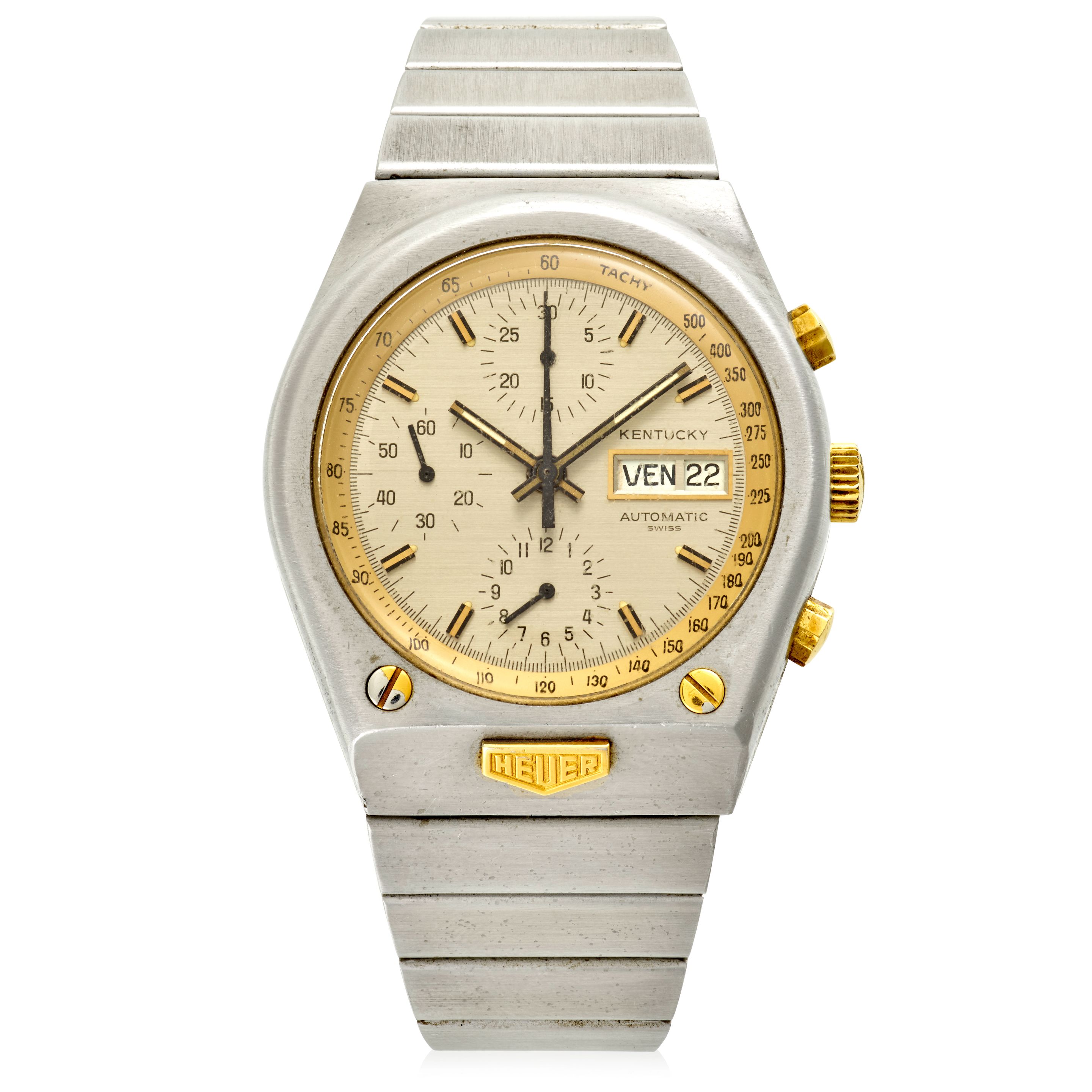 Heuer. A stainless steel automatic calendar chronograph bracelet watch Kentucky, Ref: 750.705, Circa 1978