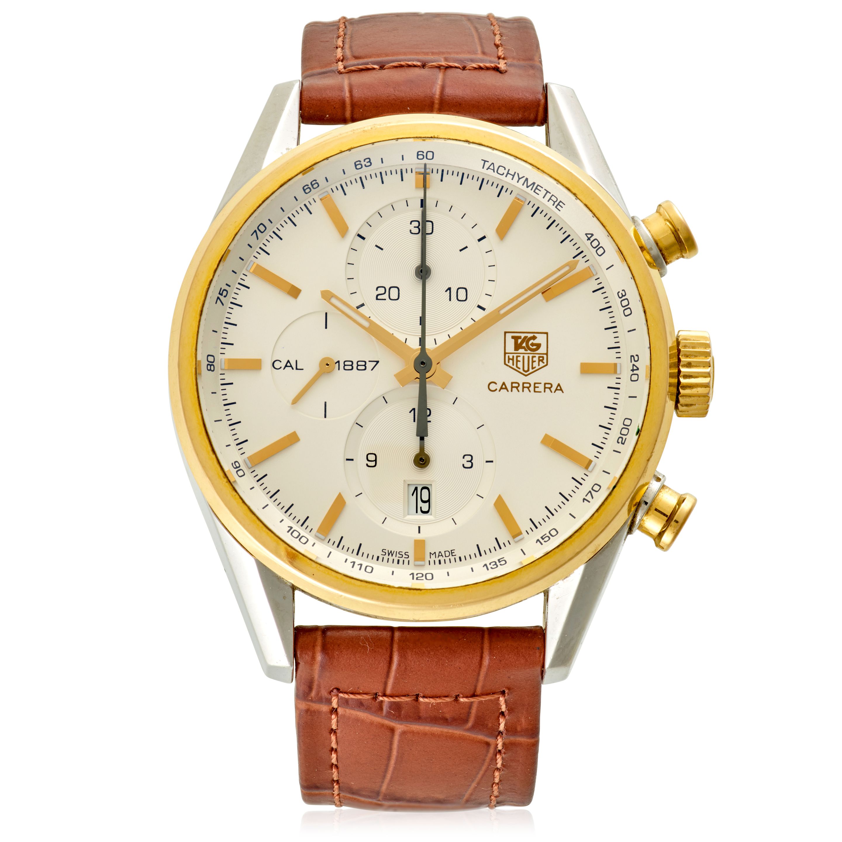 TAG Heuer. A stainless steel and gold automatic calendar chronograph wristwatch Carrera, Ref: CAR2150, Circa 2010