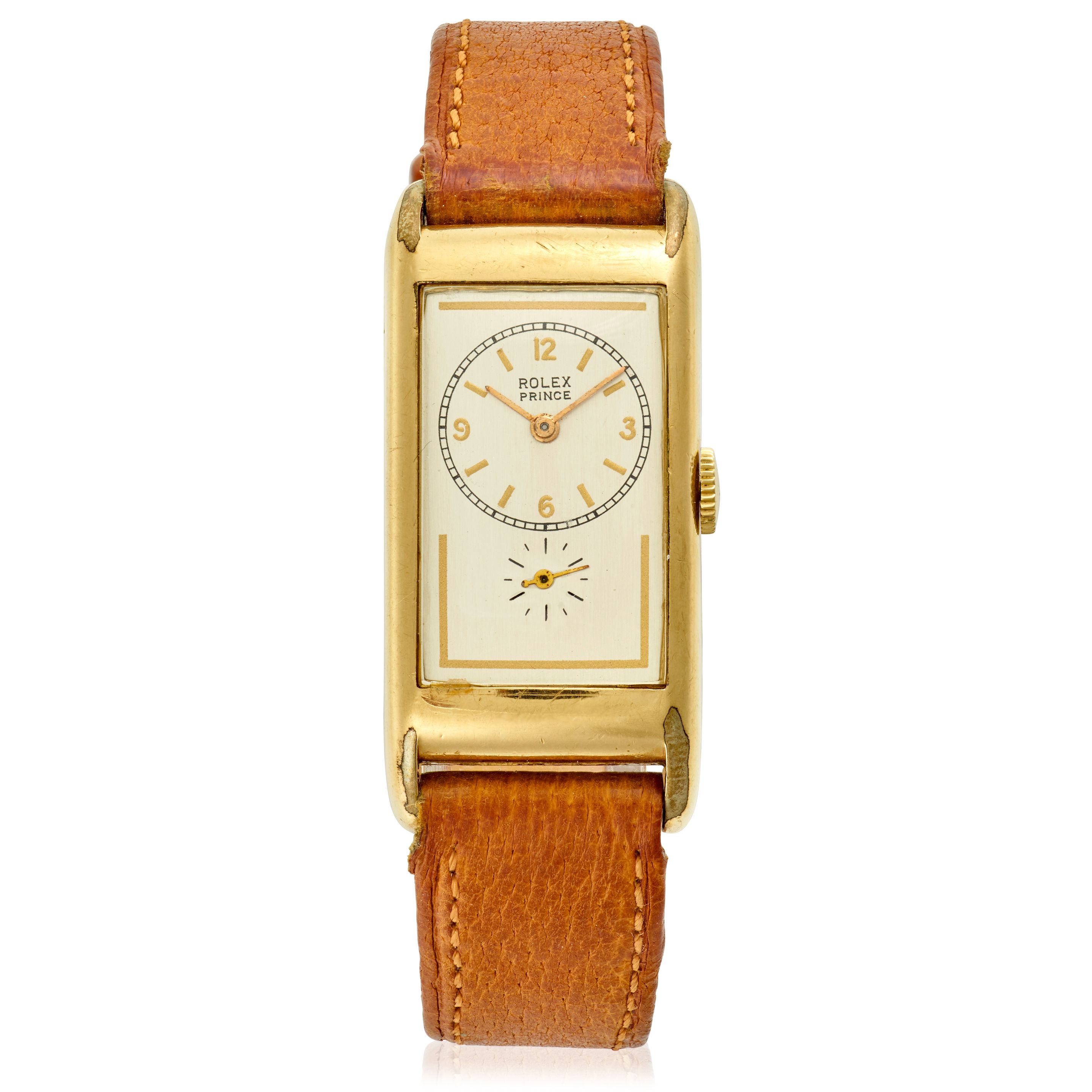 Rolex. A gold plated manual wind rectangular wristwatch Prince, Circa 1930