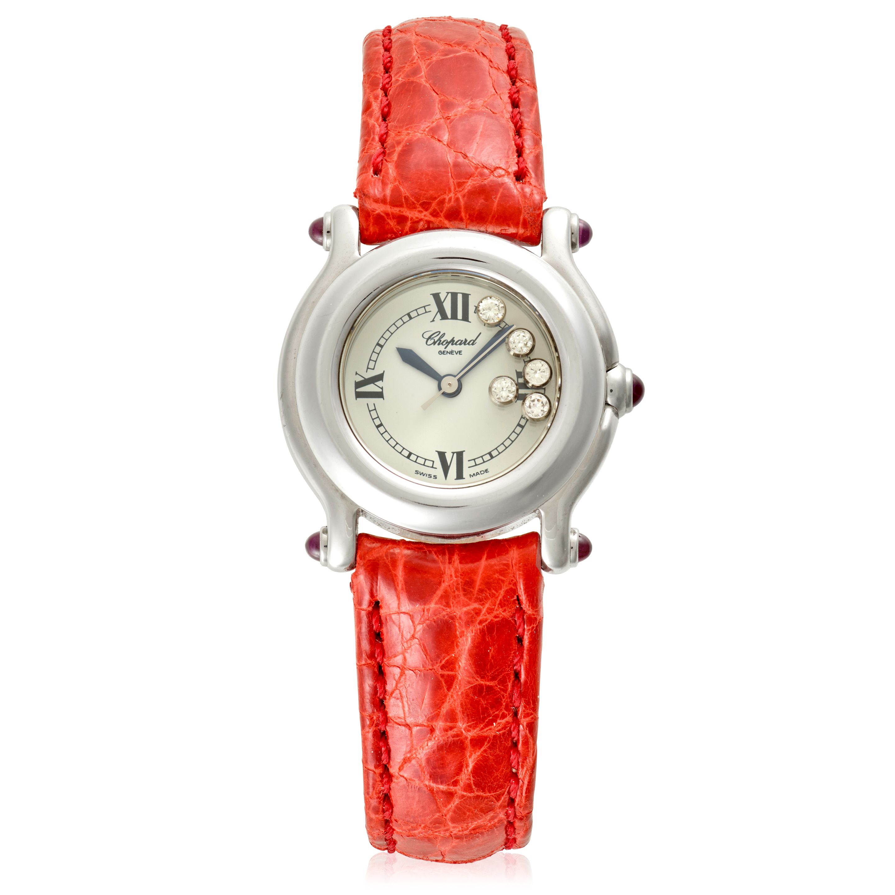Chopard. A lady's stainless steel and diamond set quartz wristwatch Happy Sport, Ref: 8245, Circa 1990