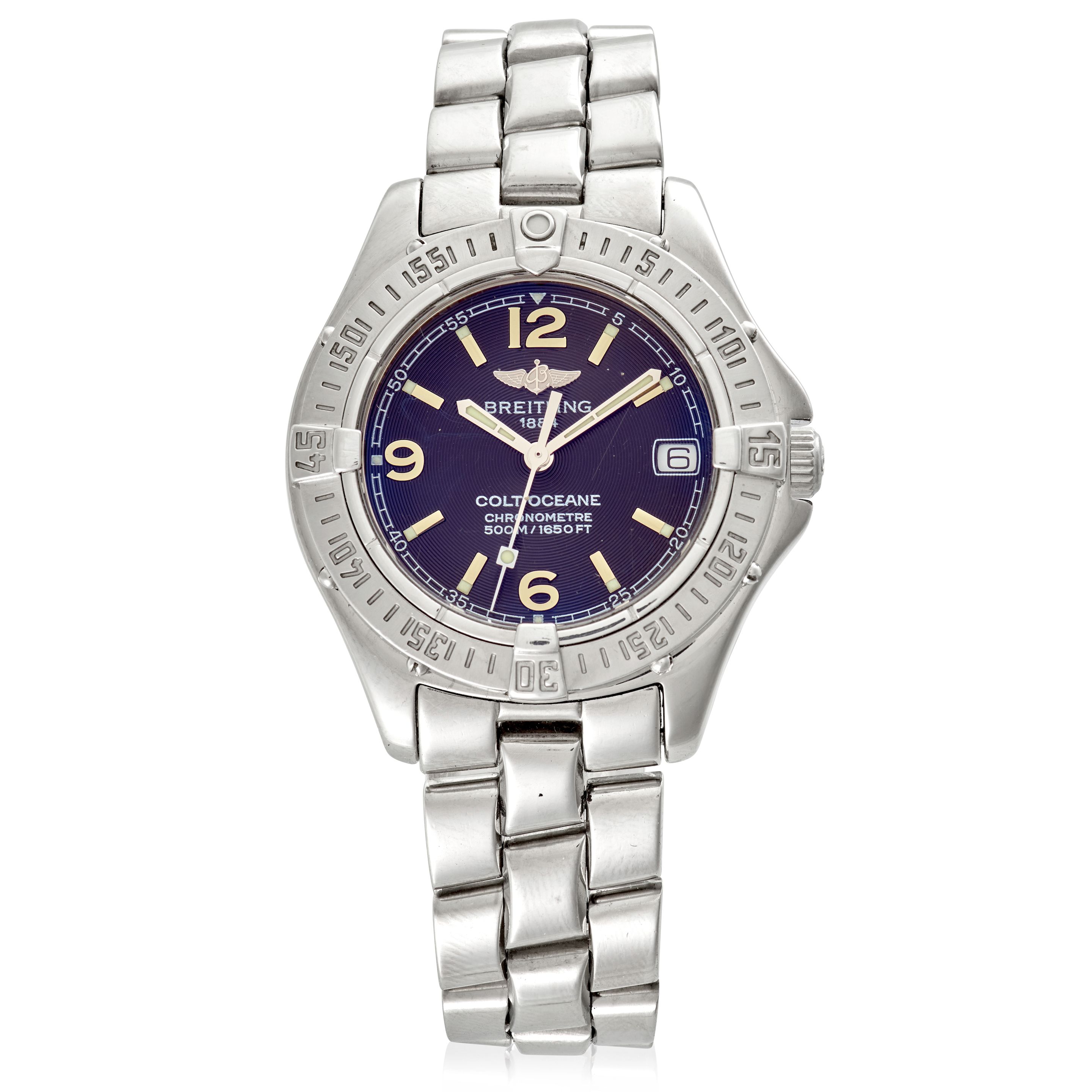 BREITLING. A STAINLESS-STEEL CALENDAR BRACELET WATCH Colt Oceane, Ref: A77350, c.2000s