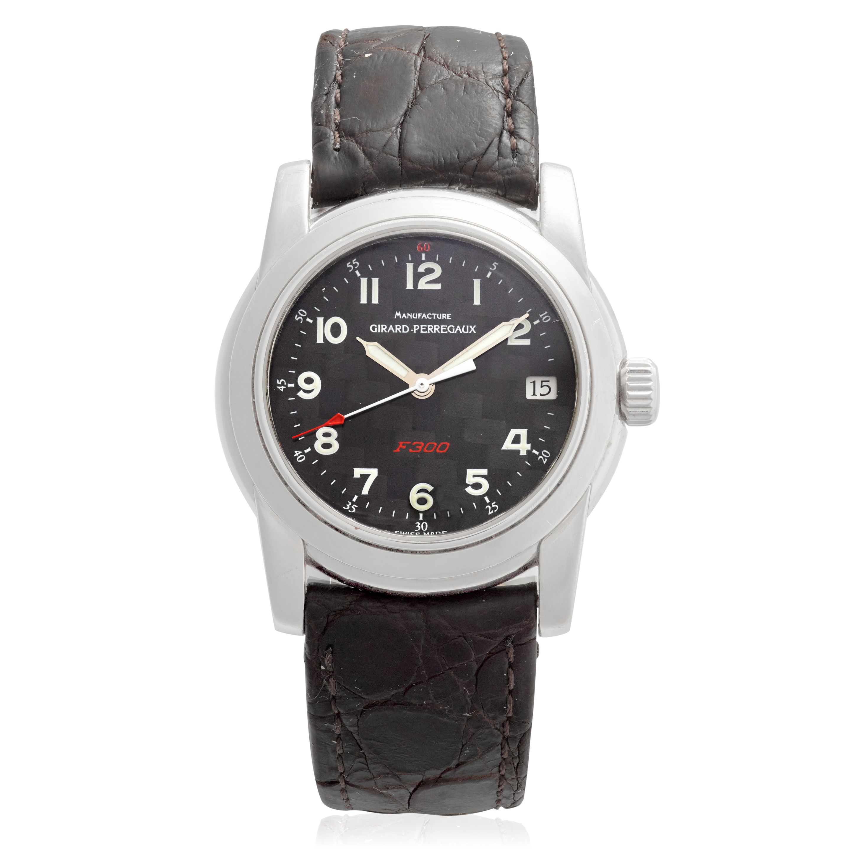 GIRARD-PERREGAUX. A STAINLESS STEEL AUTOMATIC CALENDAR WRISTWATCH F300, Ref: 8026, c.2000s