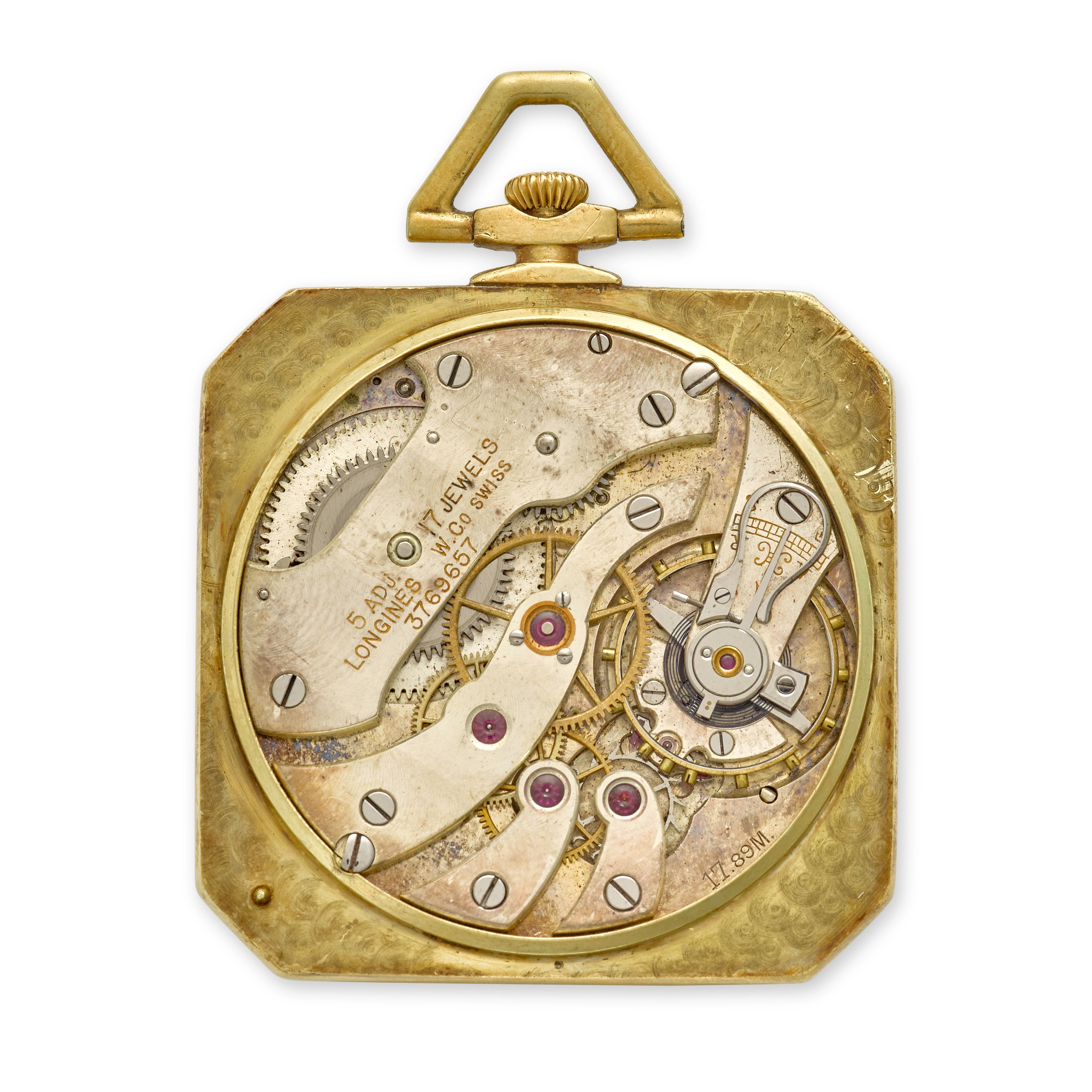 LONGINES. A 14K GOLD OPENFACE OCTAGONAL DRESS WATCHCirca 1920
