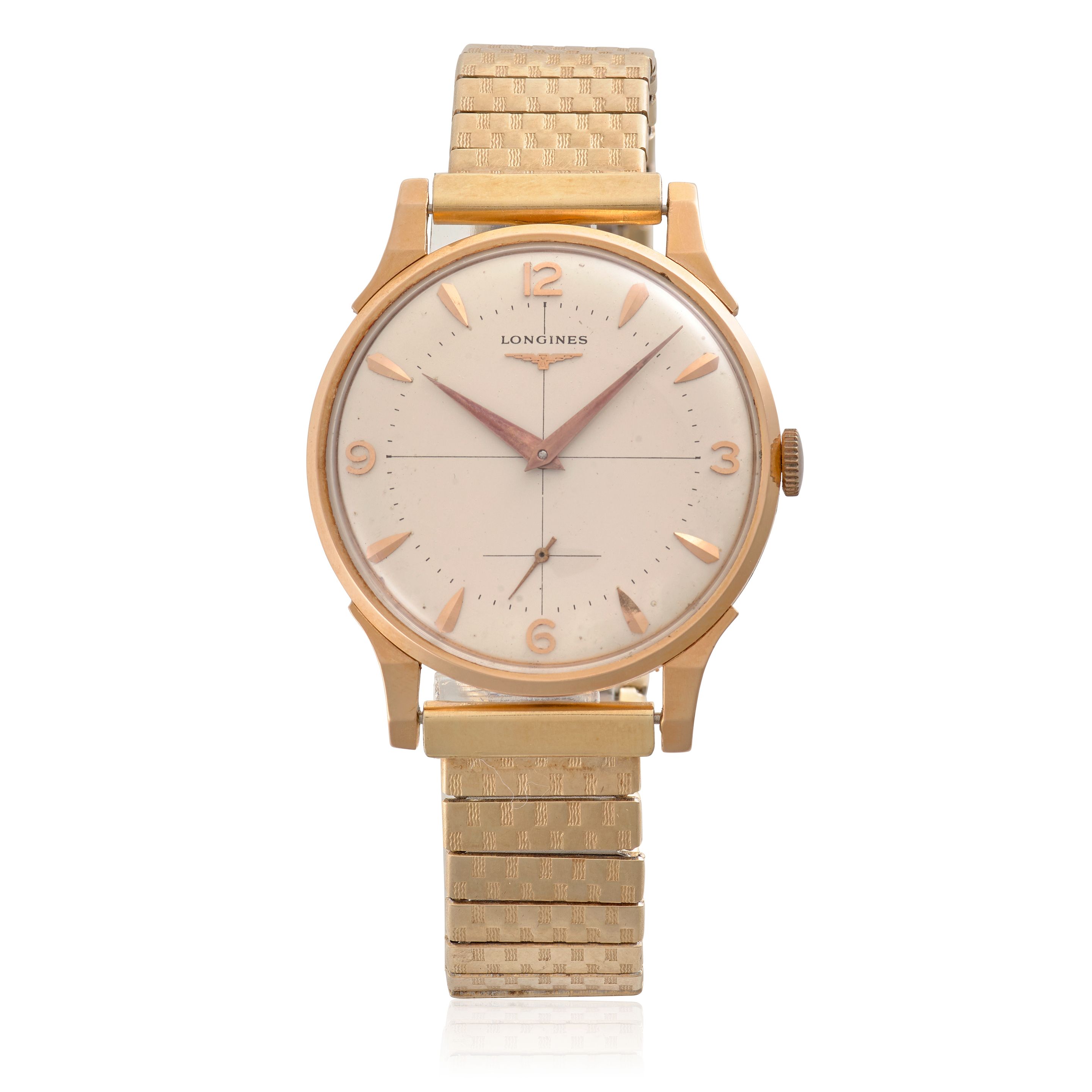 LONGINES. A LOT OF 2 YELLOW GOLD WRISTWATCHES WITH FANCY LUGS (2)