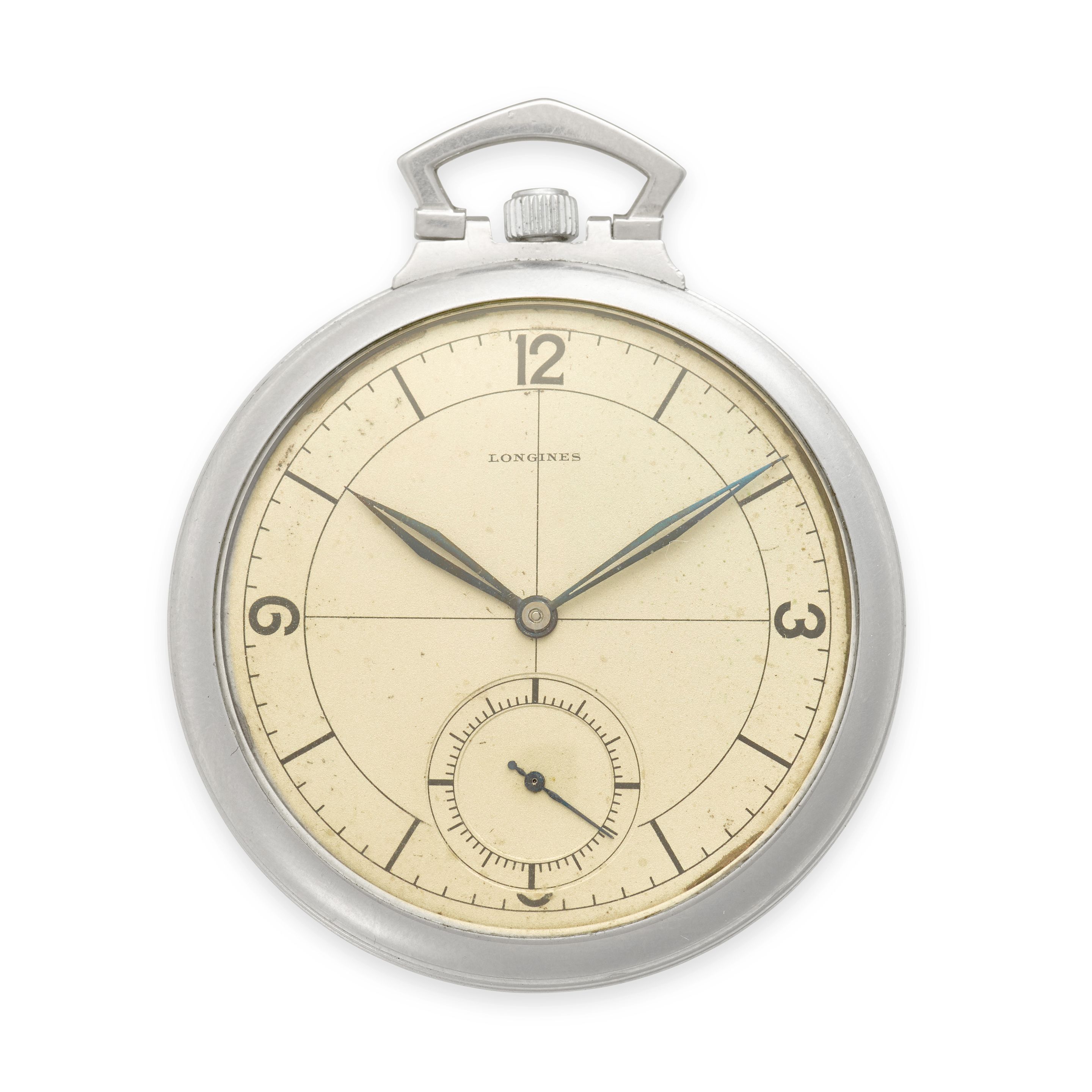 LONGINES. A STAINLESS STEEL OPENFACE ART DECO DRESS WATCHCirca 1934