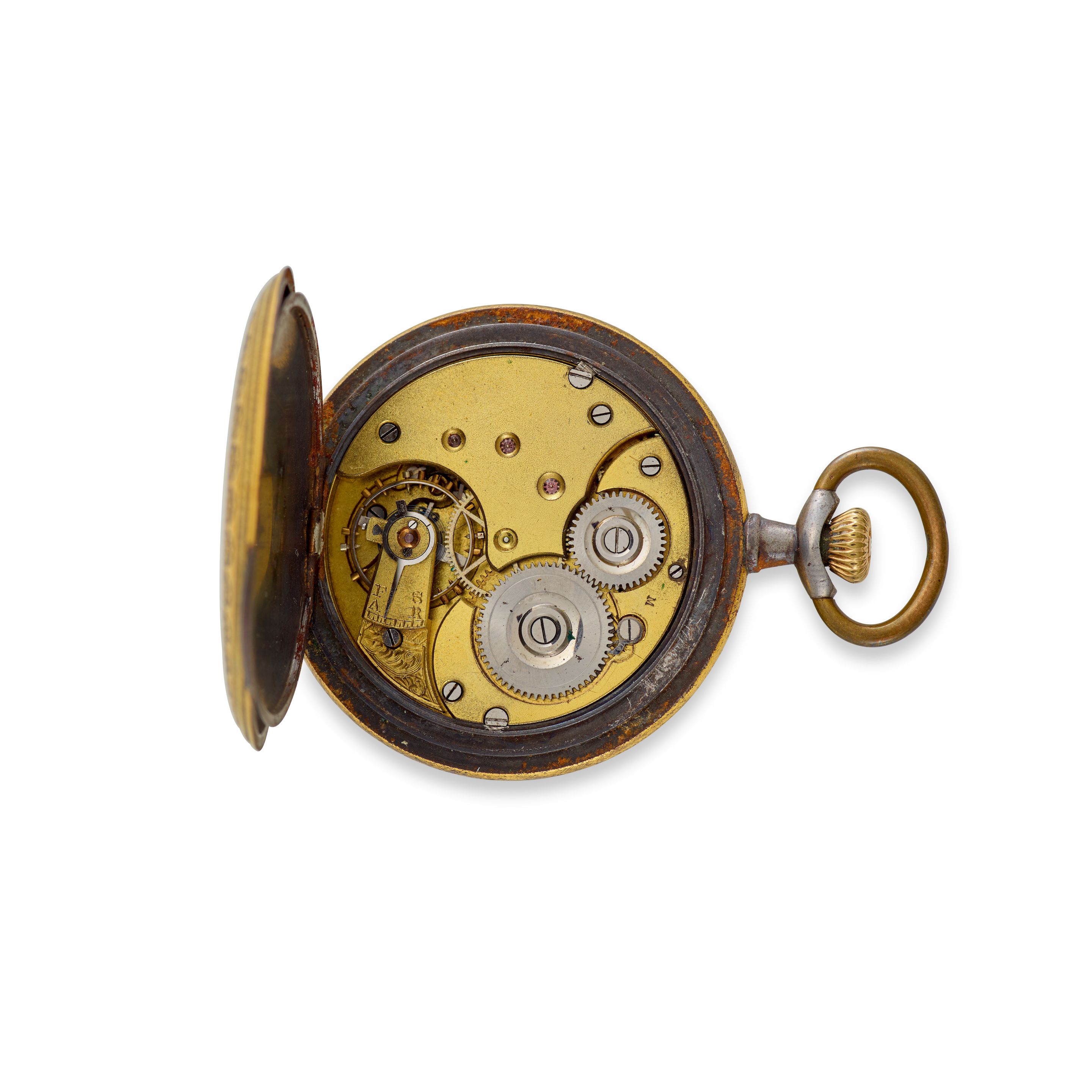 OMEGA. A GILT GUNMETAL HUNTER CASE WATCH AND A SILVER OPENFACE WATCH(2)