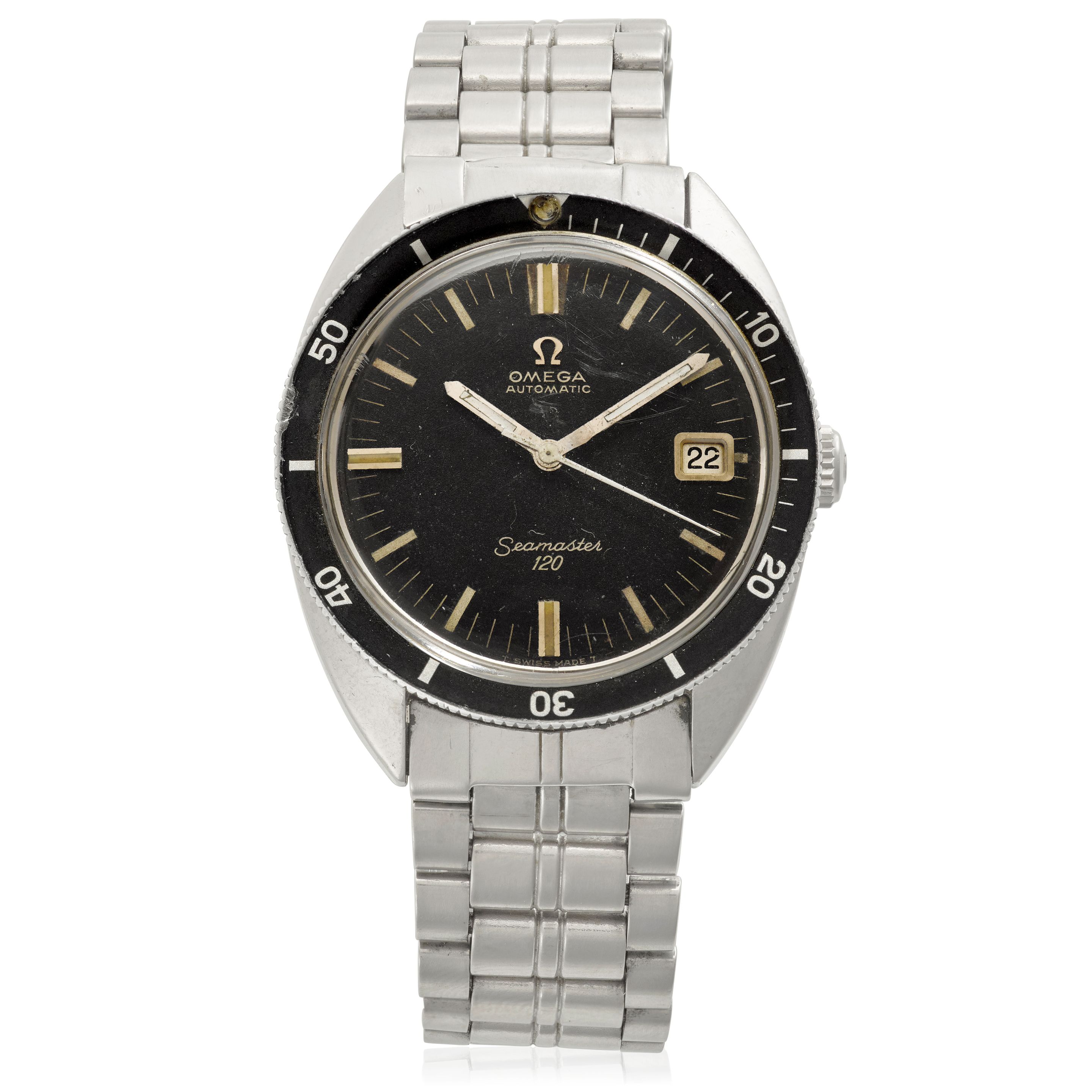 OMEGA. A STAINLESS-STEEL AUTOMATIC CALENDAR WRISTWATCH Seamaster, Ref: 166.027, c.1960s