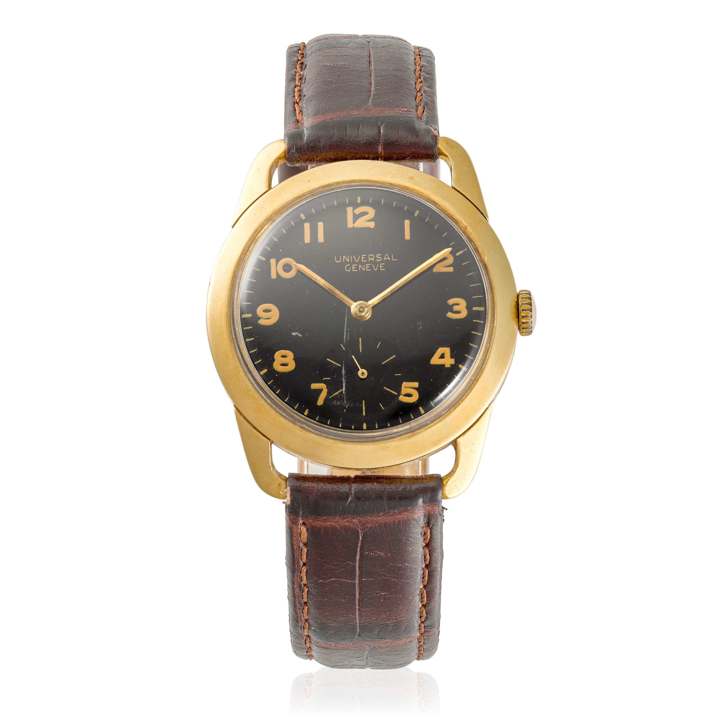 UNIVERSAL GENEVE. A YELLOW GOLD WATCHRef: 112124, Circa 1945