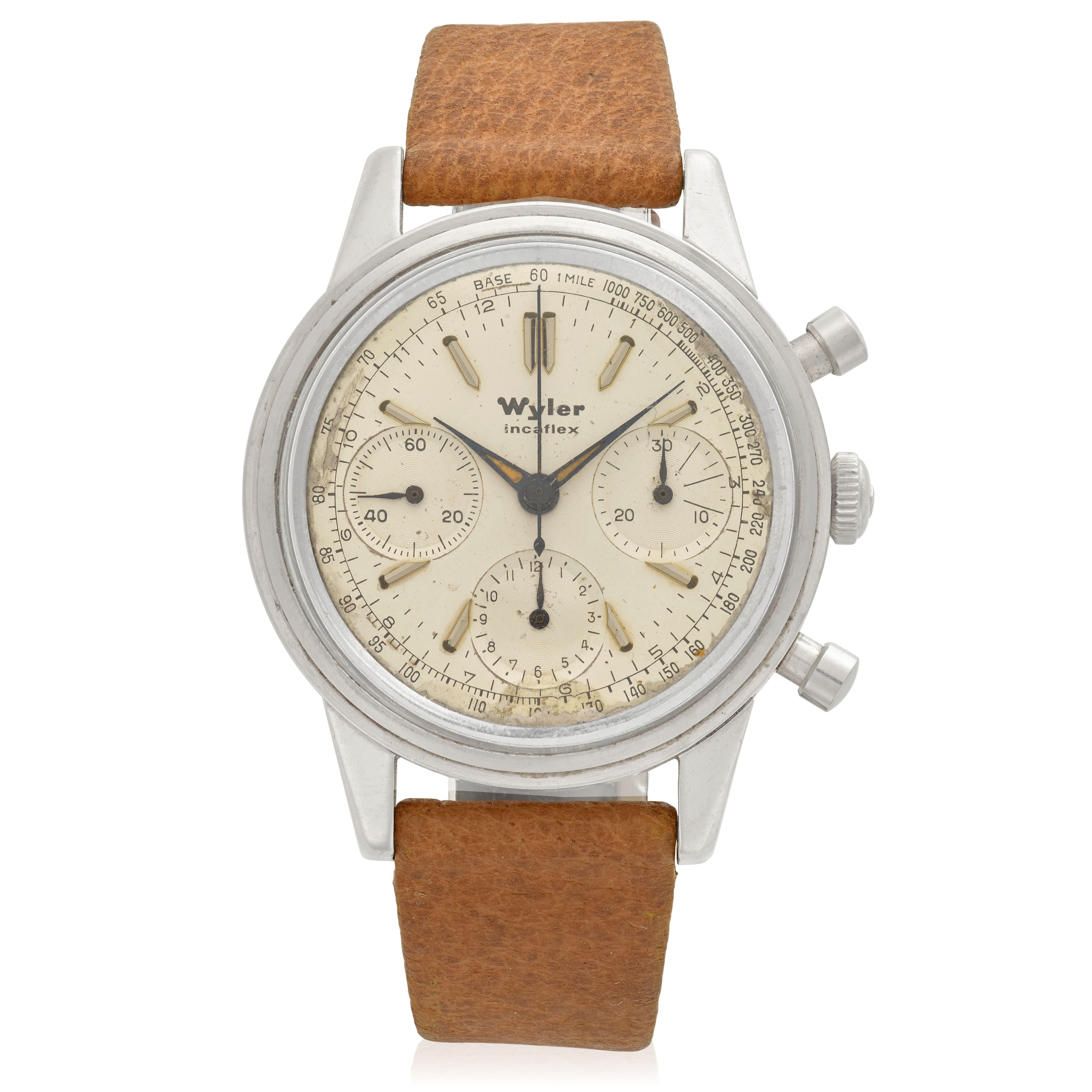 WYLER. A STAINLESS STEEL MANUAL WIND CHRONOGRAPH WRISTWATCH Incaflex, Ref: 1502-4, Circa 1960