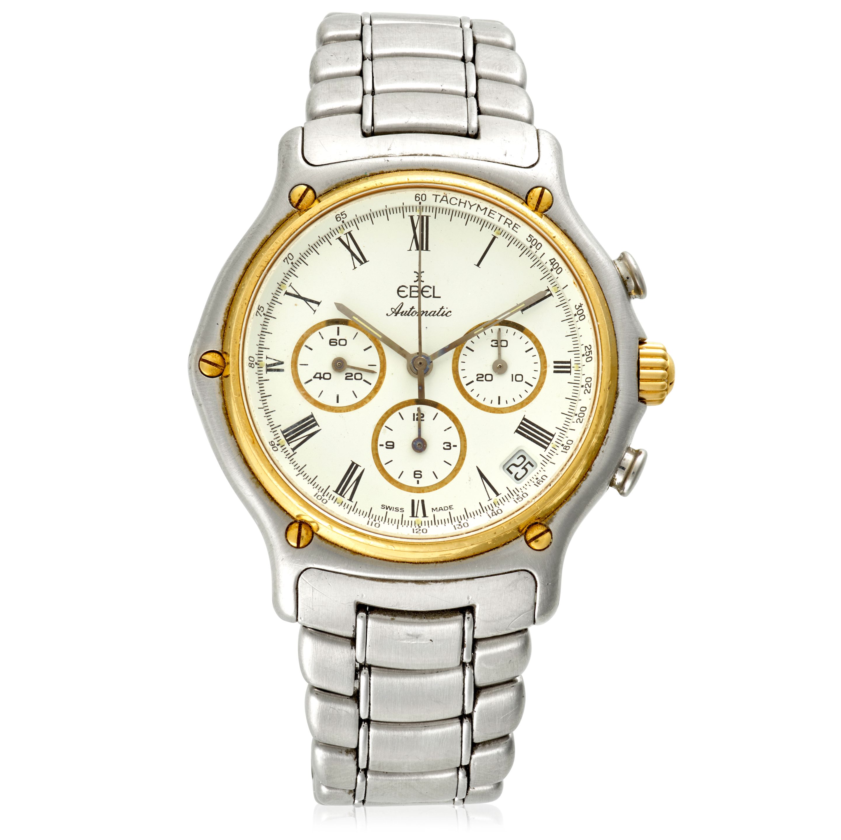 Ebel. A stainless steel and gold automatic calendar chronograph bracelet watch 1911 Chronograph , Ref: 3952, Circa 2000