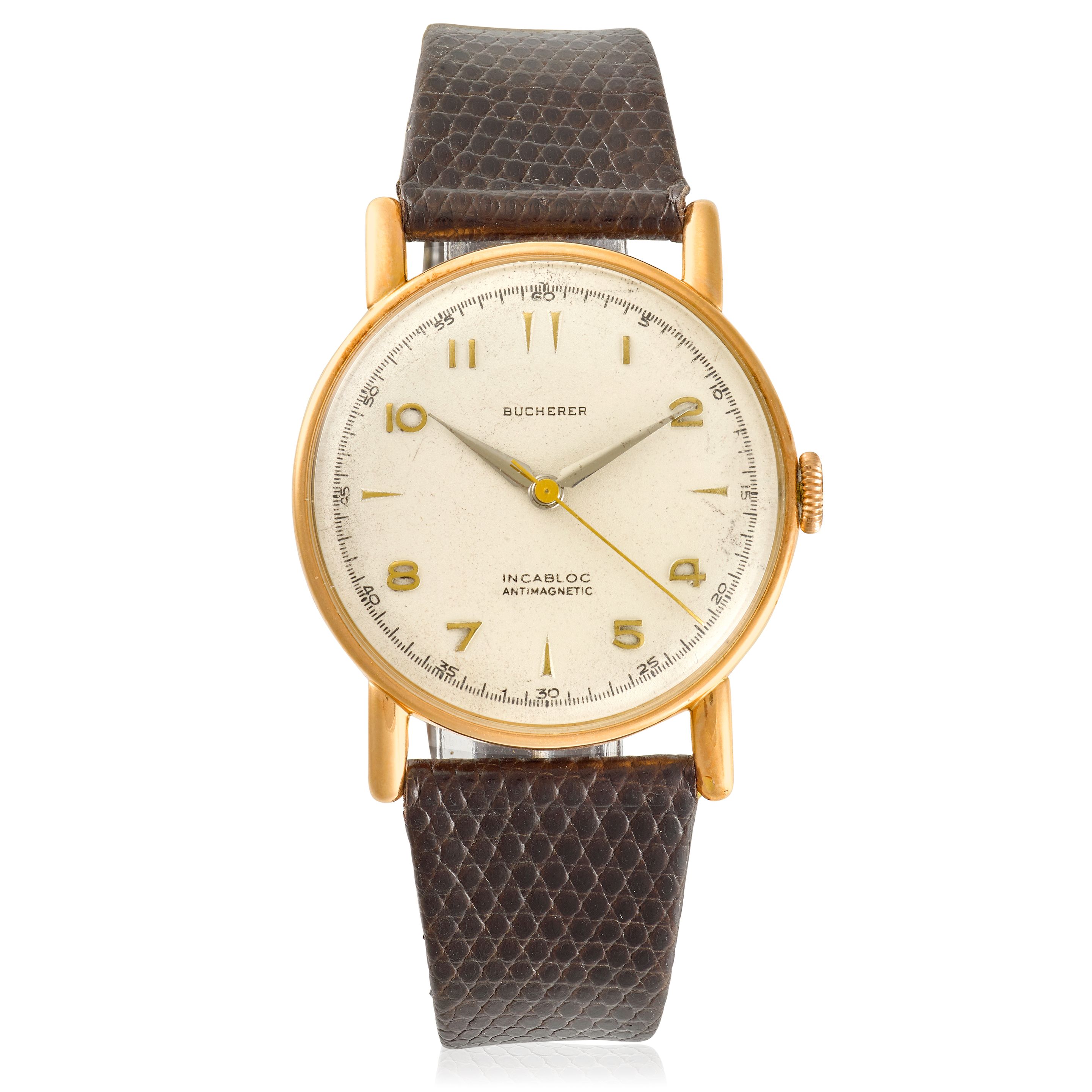 BUCHERER. A PAIR OF 18K GOLD WRISTWATCHESc. 1950 & 1965