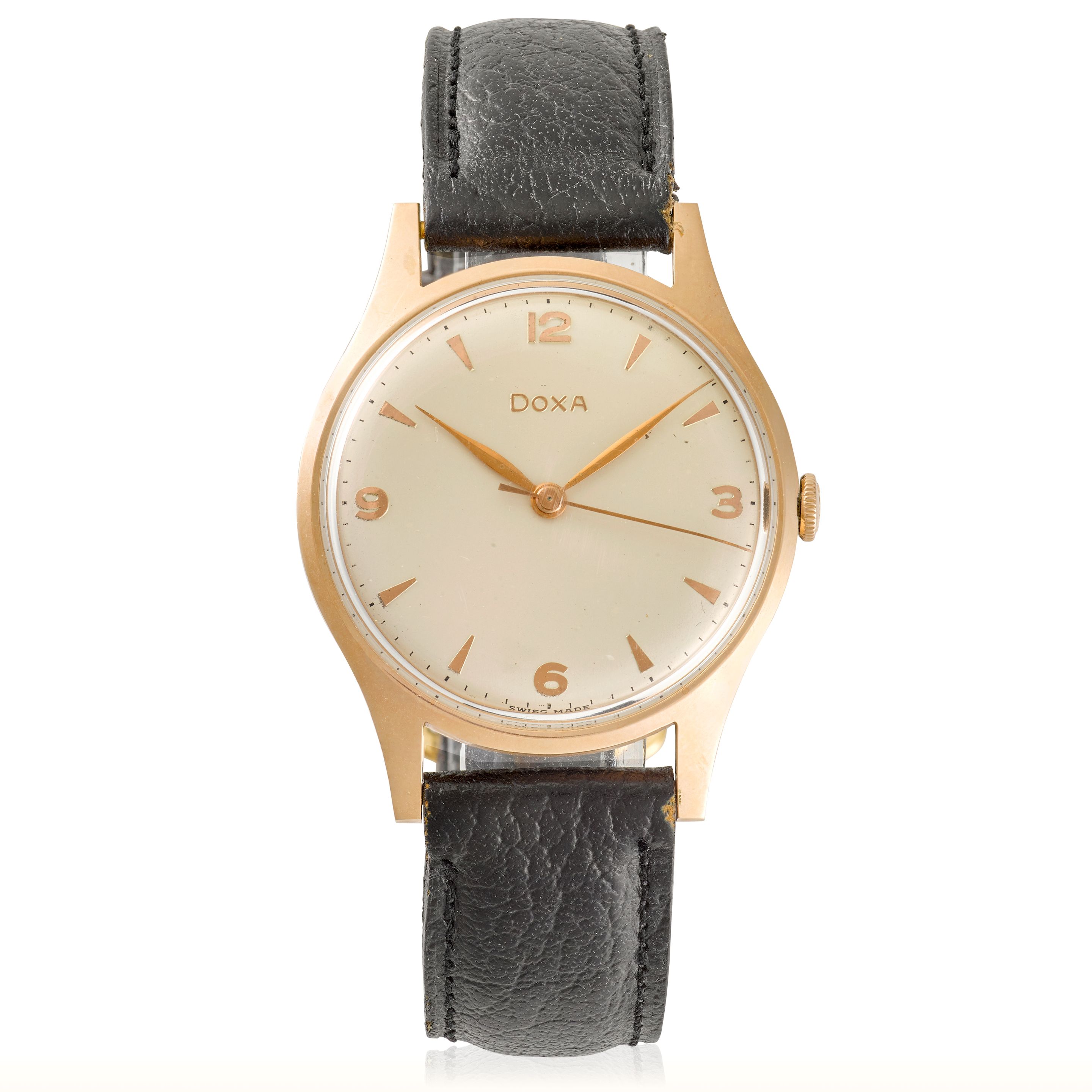 DOXA. A LOT OF TWO 14K GOLD MANUAL WIND WRISTWATCHES (2)