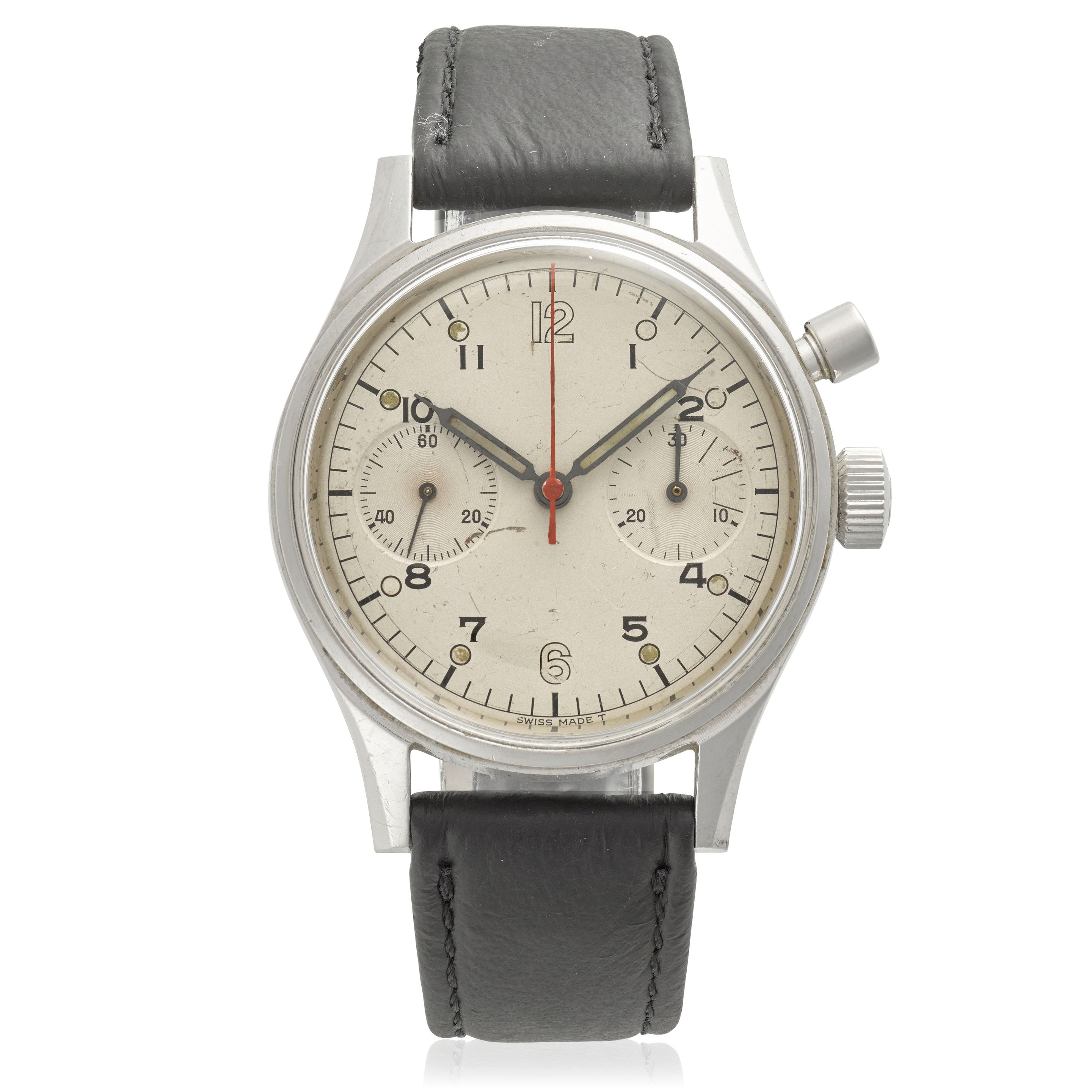 BREITLING. A STAINLESS STEEL CHRONOGRAPH WRISTWATCH D.N.D. RCAF Chronograph, c. 1965