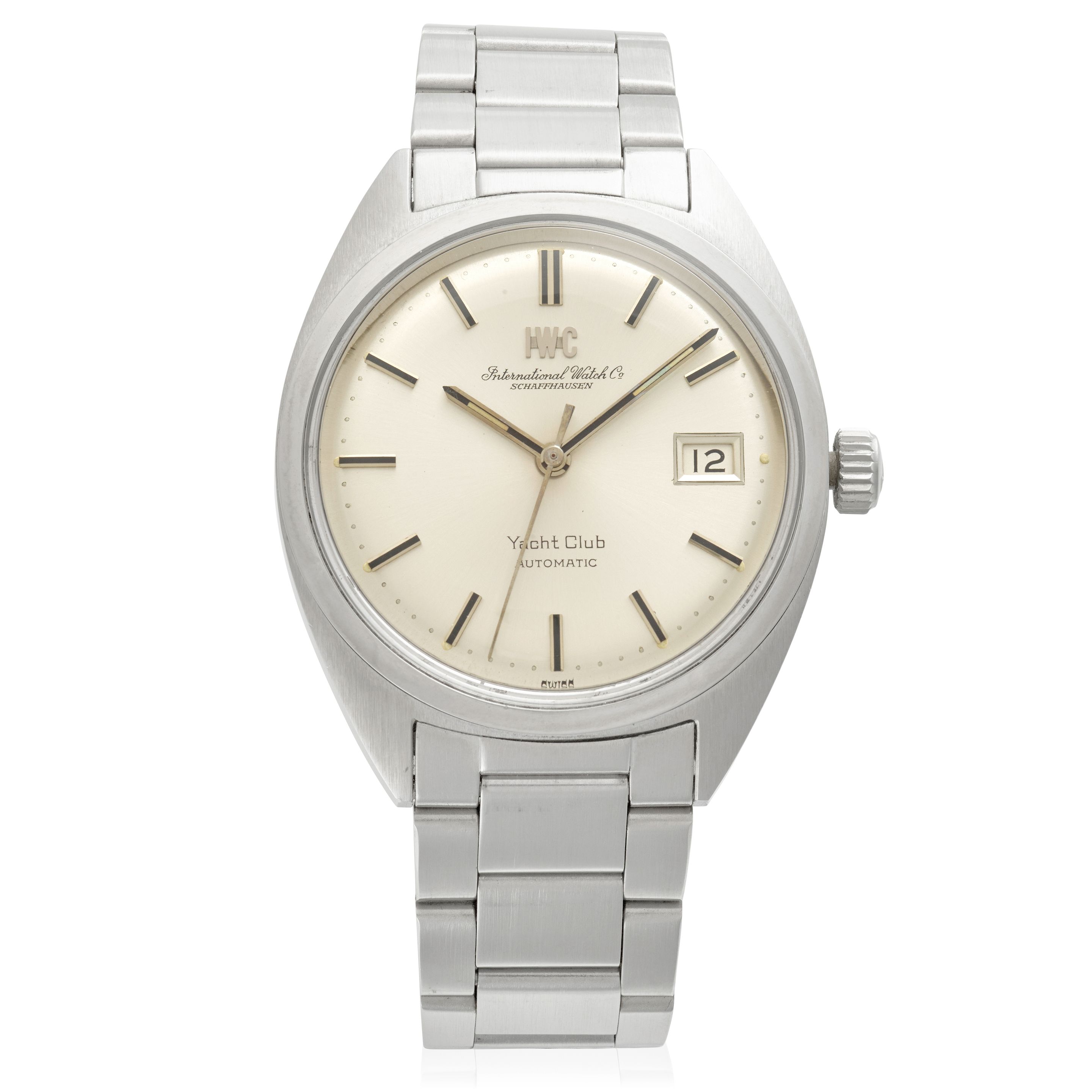 IWC. A STAINLESS STEEL AUTOMATIC CALENDAR BRACELET WATCH Yacht Club, c.1970