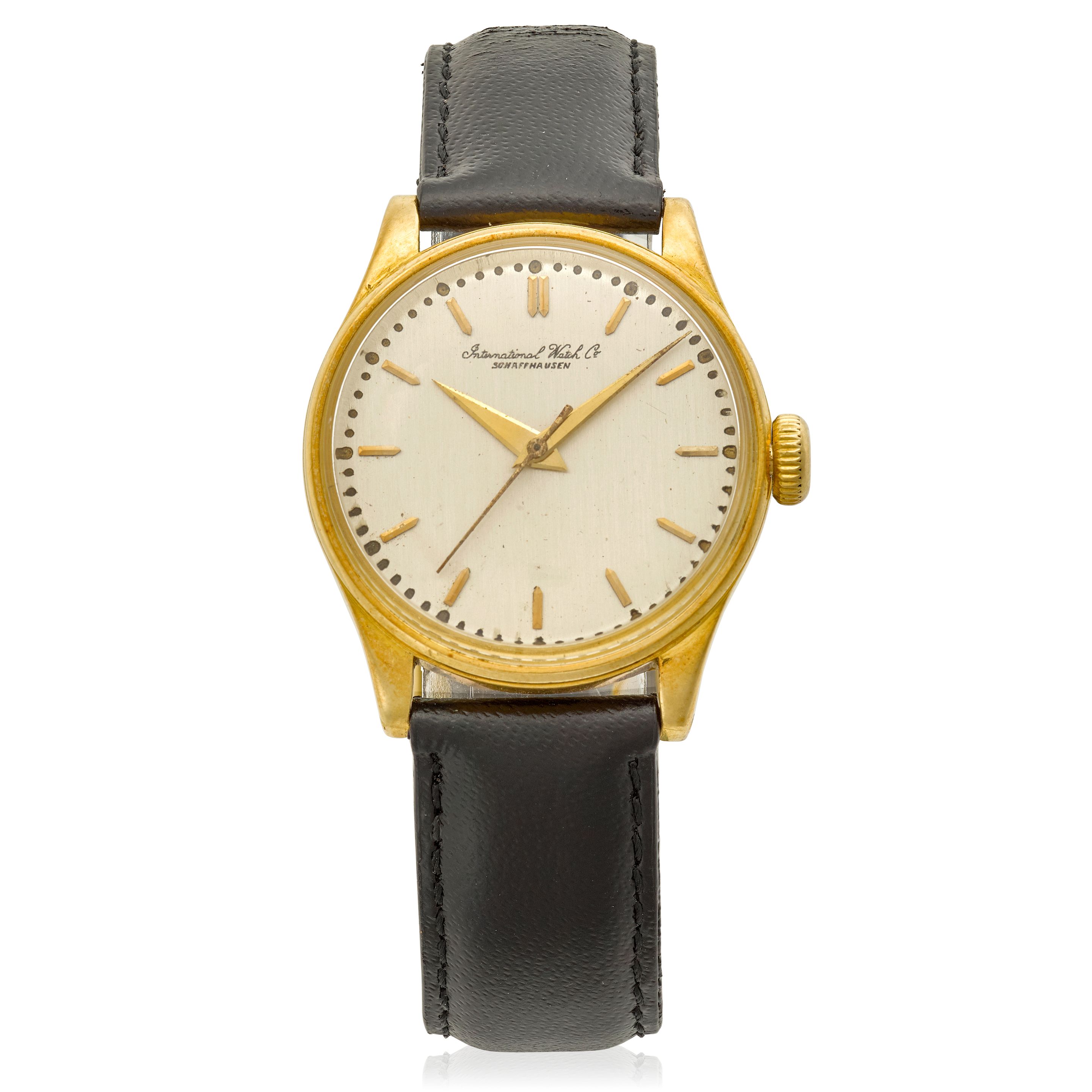 IWC. AN 18K GOLD MANUAL WIND WRISTWATCH1950's