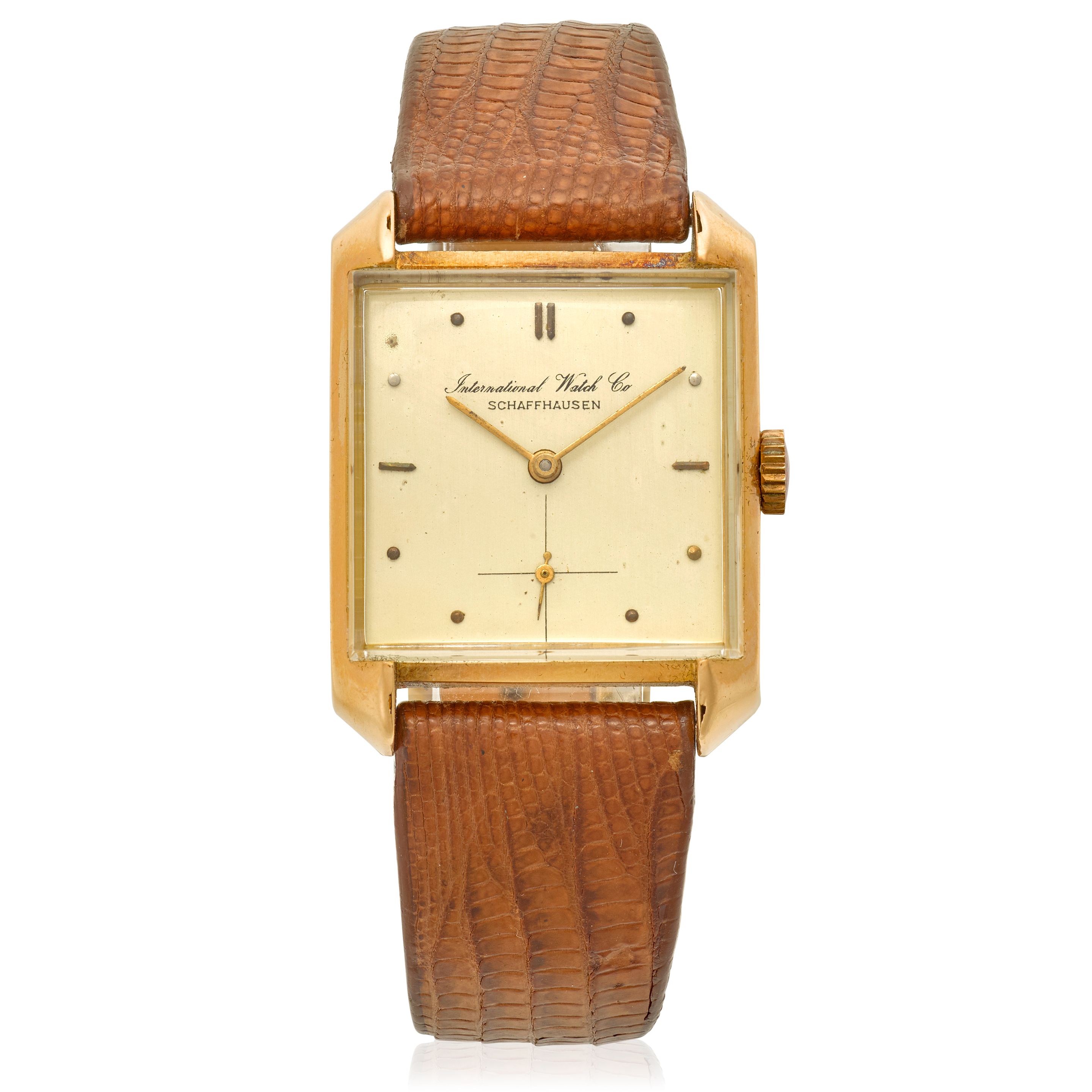 IWC. AN 18K GOLD MANUAL WIND WRISTWATCHc.1955